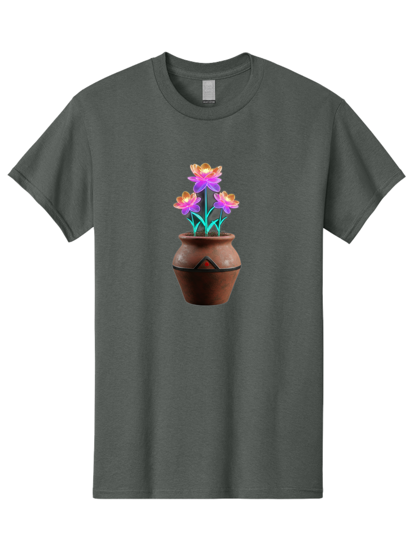 Clay-Pot-Flowers Men'S Graphic Tee, 100% Cotton, Comfortable Casual Summer Wear, Machine Washable, Colorful Flowers, Pink Petals, Orange Center, Clay Pot, Terracotta, Floral Arrangement, Vibrant Colors, Decorative Pot, Flower Bouquet Baa324