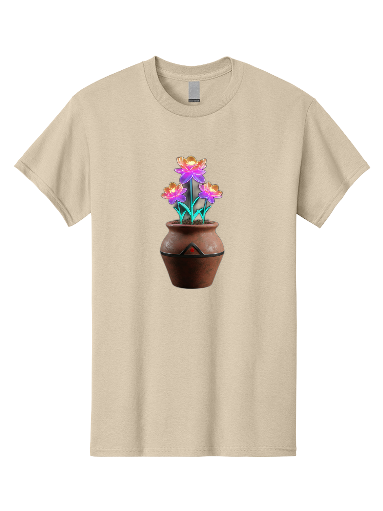 Clay-Pot-Flowers Men'S Graphic Tee, 100% Cotton, Comfortable Casual Summer Wear, Machine Washable, Colorful Flowers, Pink Petals, Orange Center, Clay Pot, Terracotta, Floral Arrangement, Vibrant Colors, Decorative Pot, Flower Bouquet Baa324