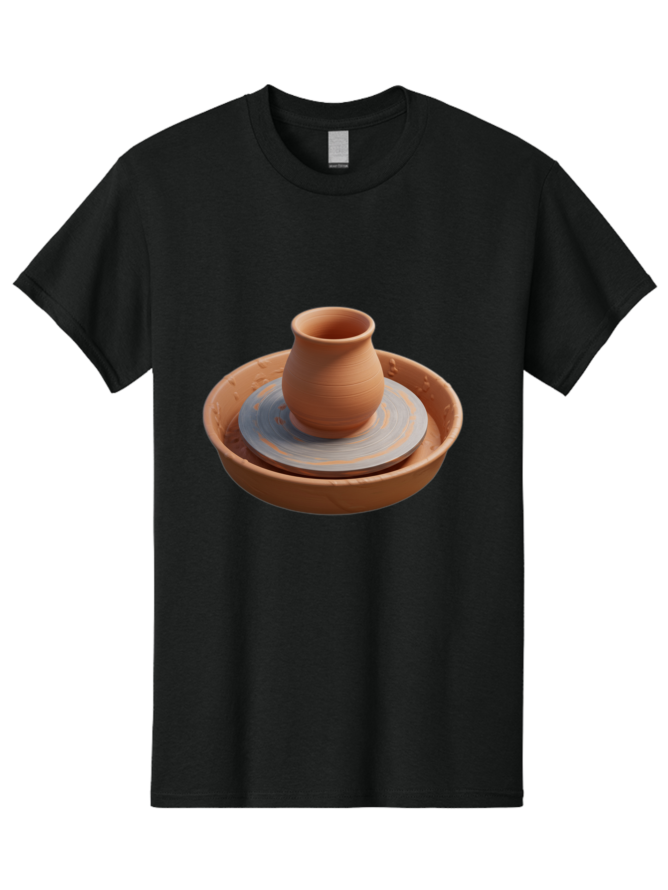 Clay-Pot-On-Pottery-Wheel Men'S Graphic Tee, 100% Cotton, Comfortable Casual Summer Wear, Machine Washable, Pottery Wheel, Clay Pot, Ceramics, Pottery Making, Handmade Crafts, Artisanal Pottery, Terracotta, Pottery Wheel Spinning Baa325