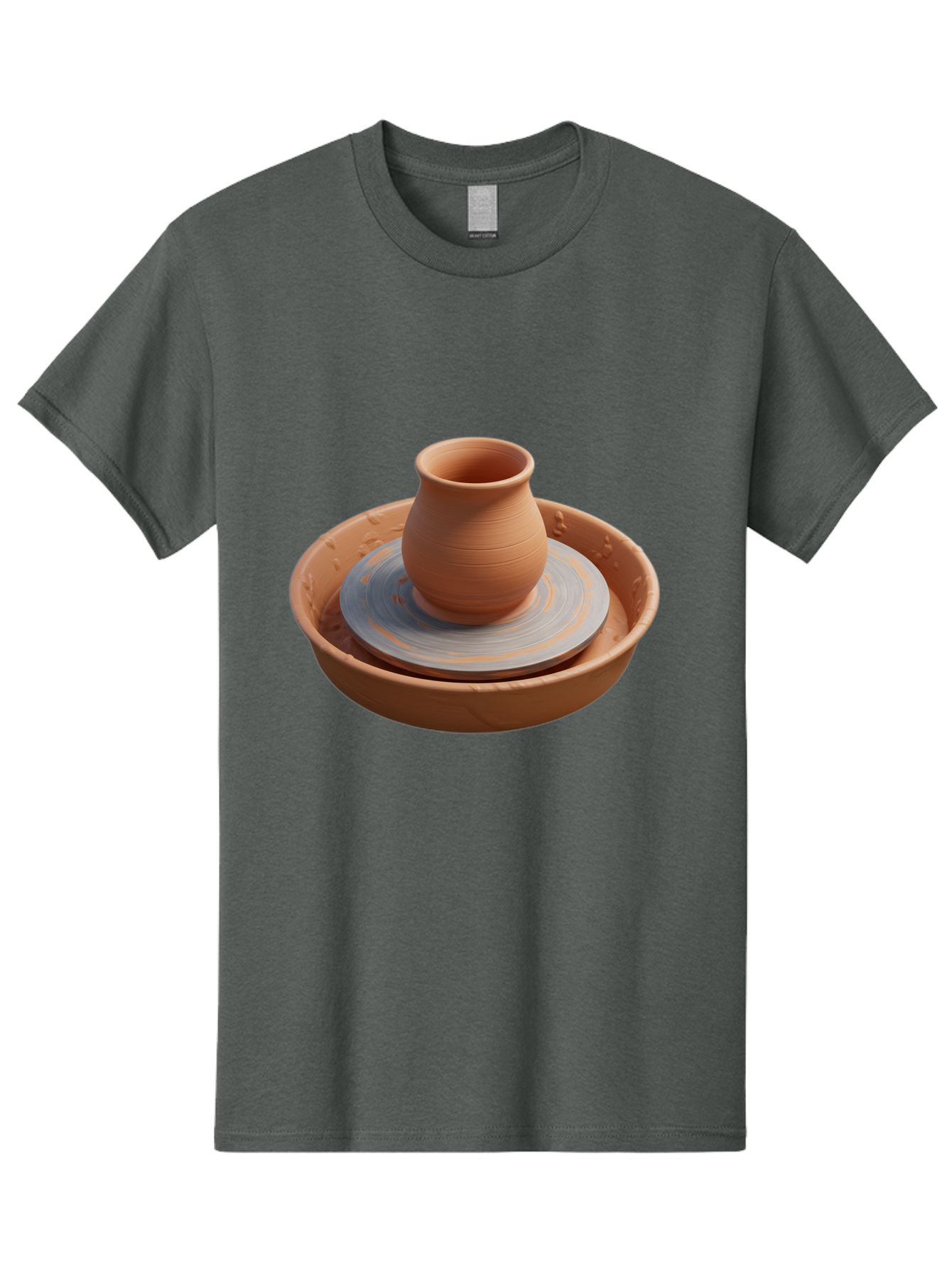 Clay-Pot-On-Pottery-Wheel Men'S Graphic Tee, 100% Cotton, Comfortable Casual Summer Wear, Machine Washable, Pottery Wheel, Clay Pot, Ceramics, Pottery Making, Handmade Crafts, Artisanal Pottery, Terracotta, Pottery Wheel Spinning Baa325