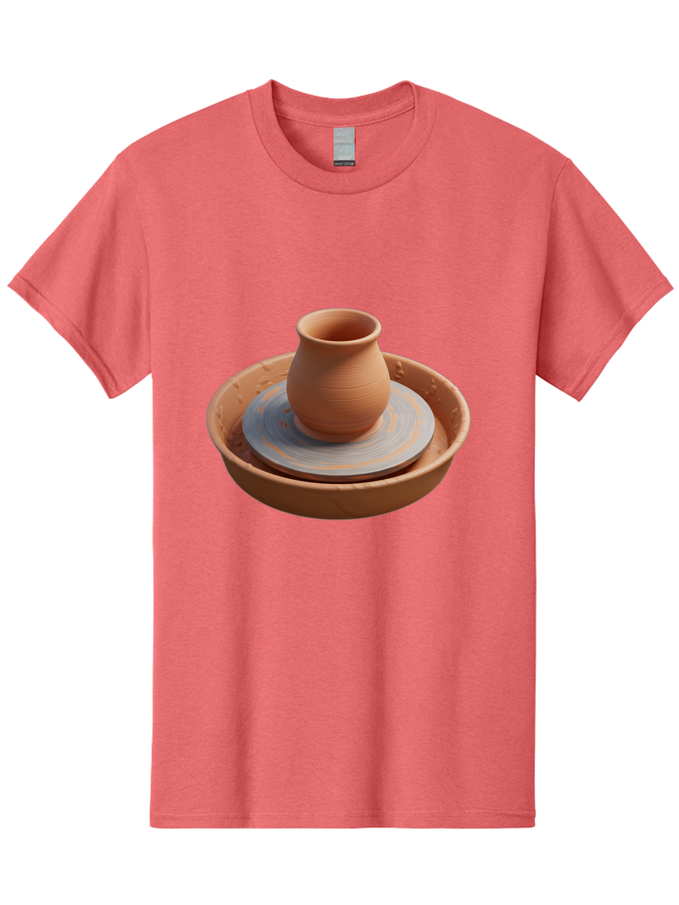 Clay-Pot-On-Pottery-Wheel Men'S Graphic Tee, 100% Cotton, Comfortable Casual Summer Wear, Machine Washable, Pottery Wheel, Clay Pot, Ceramics, Pottery Making, Handmade Crafts, Artisanal Pottery, Terracotta, Pottery Wheel Spinning Baa325