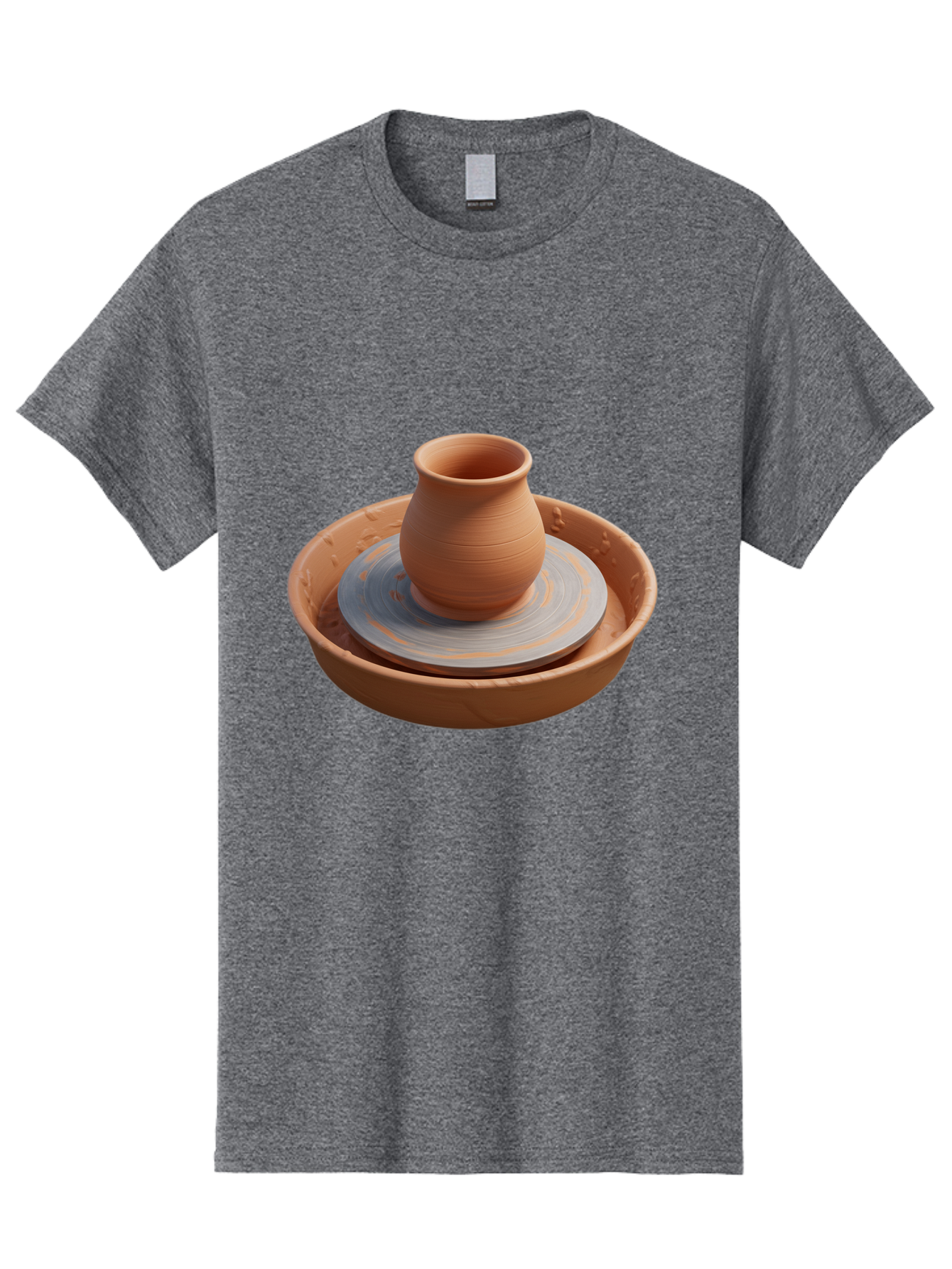 Clay-Pot-On-Pottery-Wheel Men'S Graphic Tee, 100% Cotton, Comfortable Casual Summer Wear, Machine Washable, Pottery Wheel, Clay Pot, Ceramics, Pottery Making, Handmade Crafts, Artisanal Pottery, Terracotta, Pottery Wheel Spinning Baa325