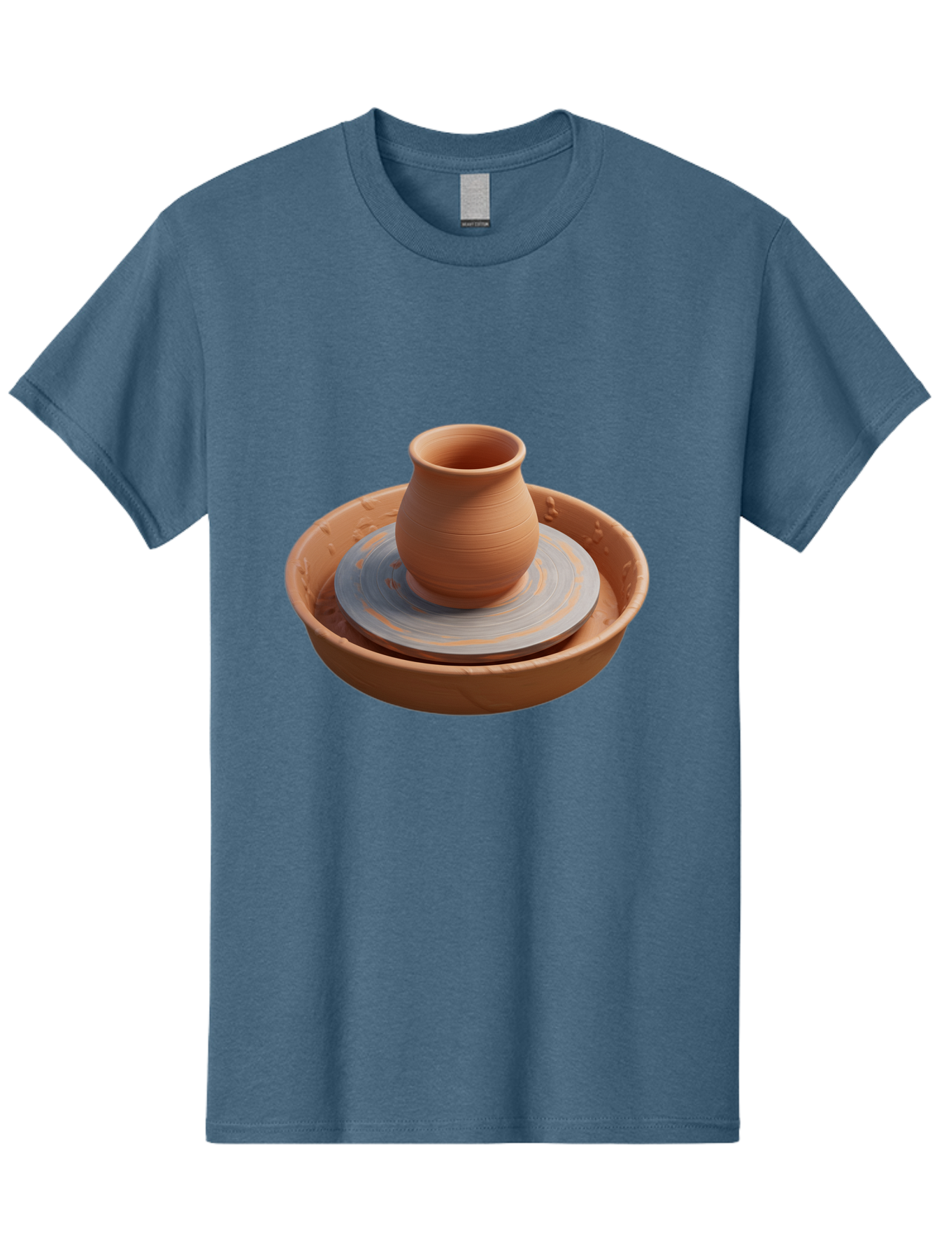 Clay-Pot-On-Pottery-Wheel Men'S Graphic Tee, 100% Cotton, Comfortable Casual Summer Wear, Machine Washable, Pottery Wheel, Clay Pot, Ceramics, Pottery Making, Handmade Crafts, Artisanal Pottery, Terracotta, Pottery Wheel Spinning Baa325