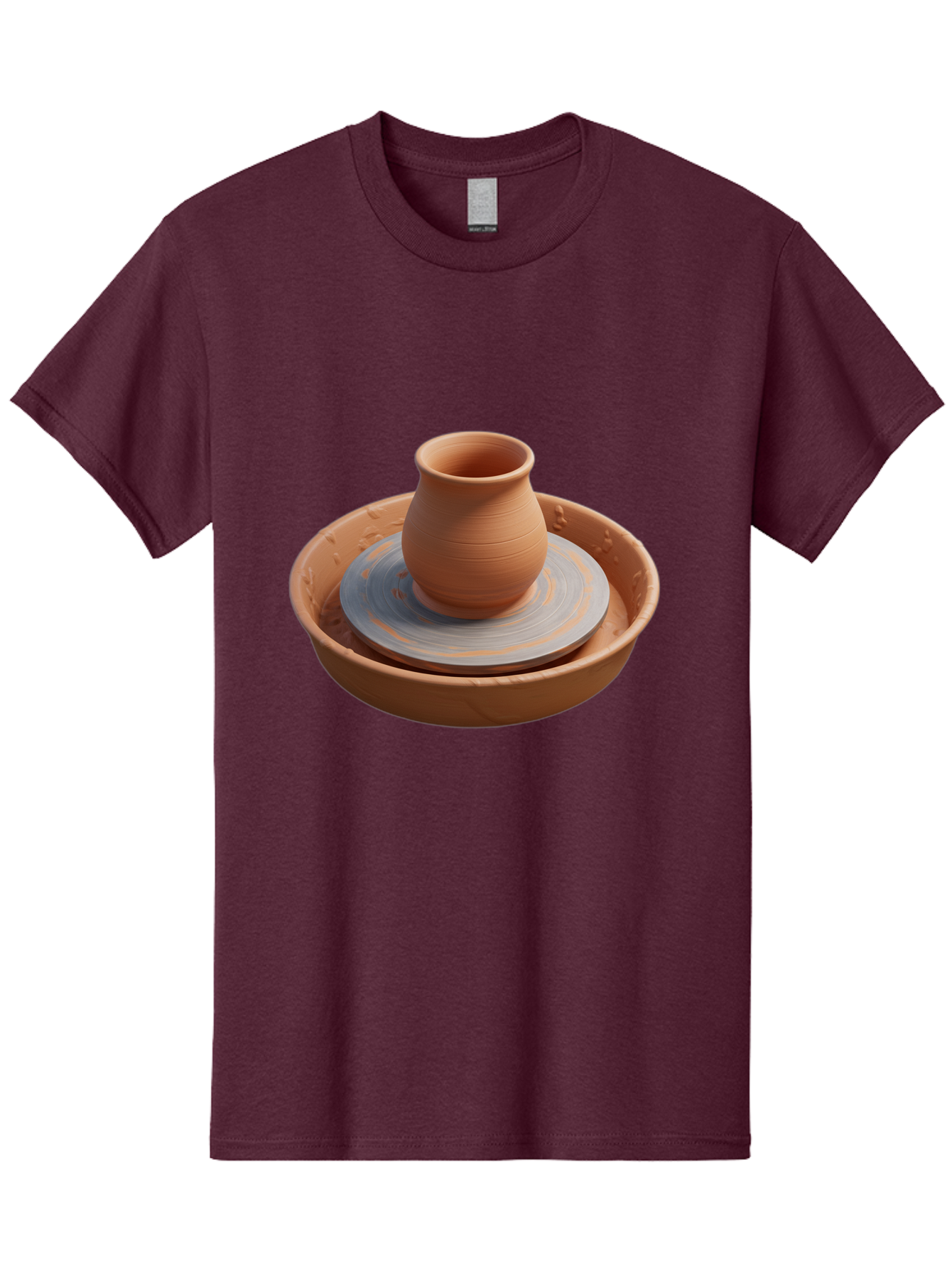 Clay-Pot-On-Pottery-Wheel Men'S Graphic Tee, 100% Cotton, Comfortable Casual Summer Wear, Machine Washable, Pottery Wheel, Clay Pot, Ceramics, Pottery Making, Handmade Crafts, Artisanal Pottery, Terracotta, Pottery Wheel Spinning Baa325