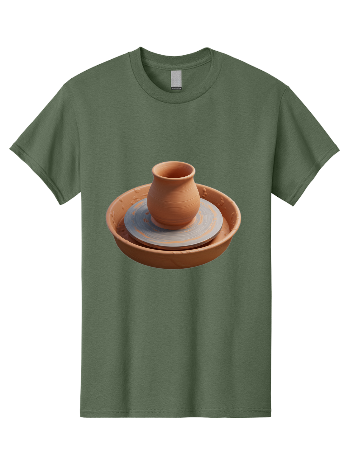 Clay-Pot-On-Pottery-Wheel Men'S Graphic Tee, 100% Cotton, Comfortable Casual Summer Wear, Machine Washable, Pottery Wheel, Clay Pot, Ceramics, Pottery Making, Handmade Crafts, Artisanal Pottery, Terracotta, Pottery Wheel Spinning Baa325