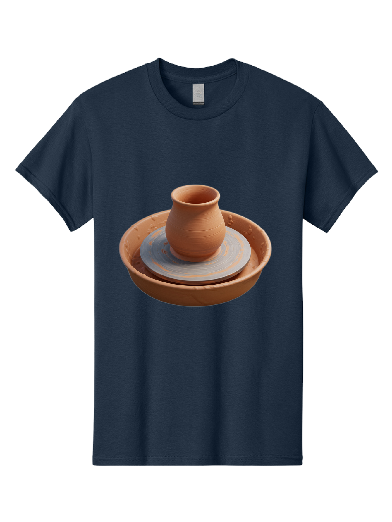 Clay-Pot-On-Pottery-Wheel Men'S Graphic Tee, 100% Cotton, Comfortable Casual Summer Wear, Machine Washable, Pottery Wheel, Clay Pot, Ceramics, Pottery Making, Handmade Crafts, Artisanal Pottery, Terracotta, Pottery Wheel Spinning Baa325