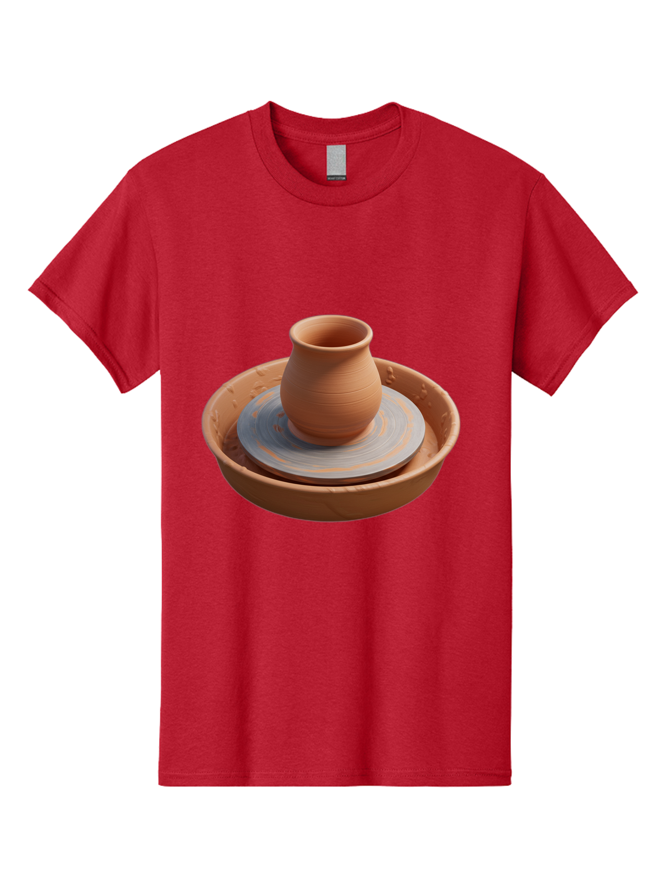 Clay-Pot-On-Pottery-Wheel Men'S Graphic Tee, 100% Cotton, Comfortable Casual Summer Wear, Machine Washable, Pottery Wheel, Clay Pot, Ceramics, Pottery Making, Handmade Crafts, Artisanal Pottery, Terracotta, Pottery Wheel Spinning Baa325