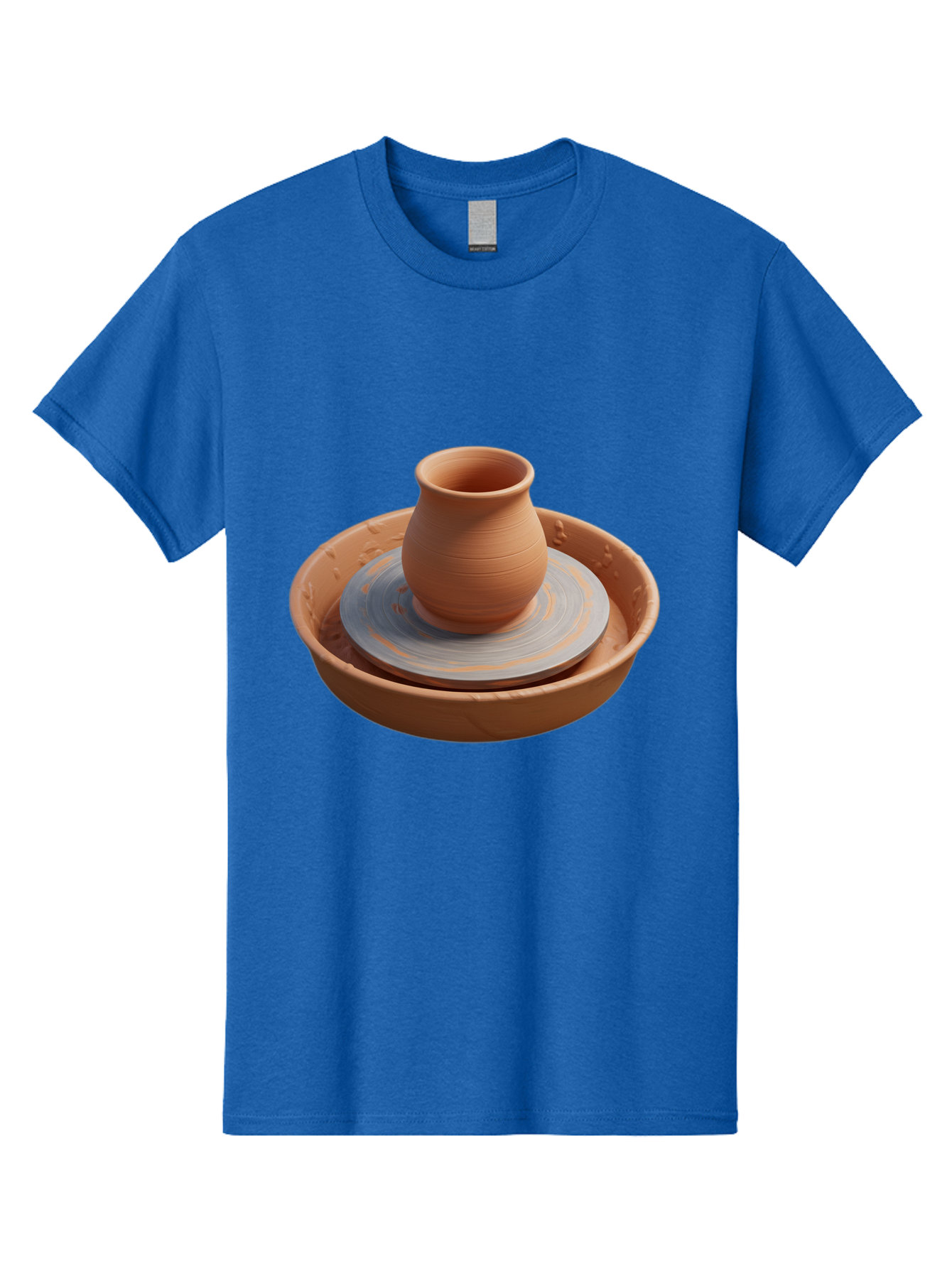 Clay-Pot-On-Pottery-Wheel Men'S Graphic Tee, 100% Cotton, Comfortable Casual Summer Wear, Machine Washable, Pottery Wheel, Clay Pot, Ceramics, Pottery Making, Handmade Crafts, Artisanal Pottery, Terracotta, Pottery Wheel Spinning Baa325