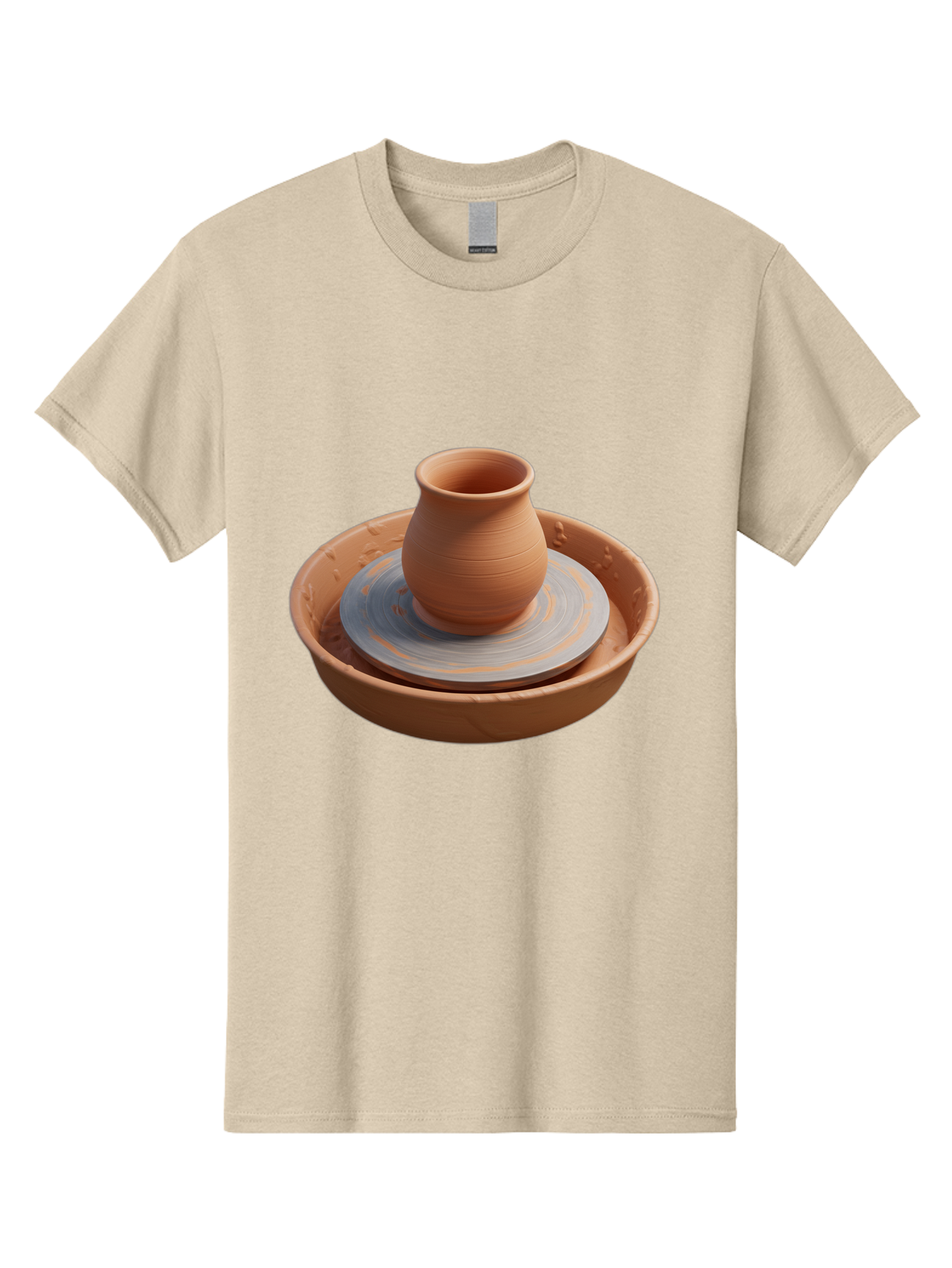 Clay-Pot-On-Pottery-Wheel Men'S Graphic Tee, 100% Cotton, Comfortable Casual Summer Wear, Machine Washable, Pottery Wheel, Clay Pot, Ceramics, Pottery Making, Handmade Crafts, Artisanal Pottery, Terracotta, Pottery Wheel Spinning Baa325