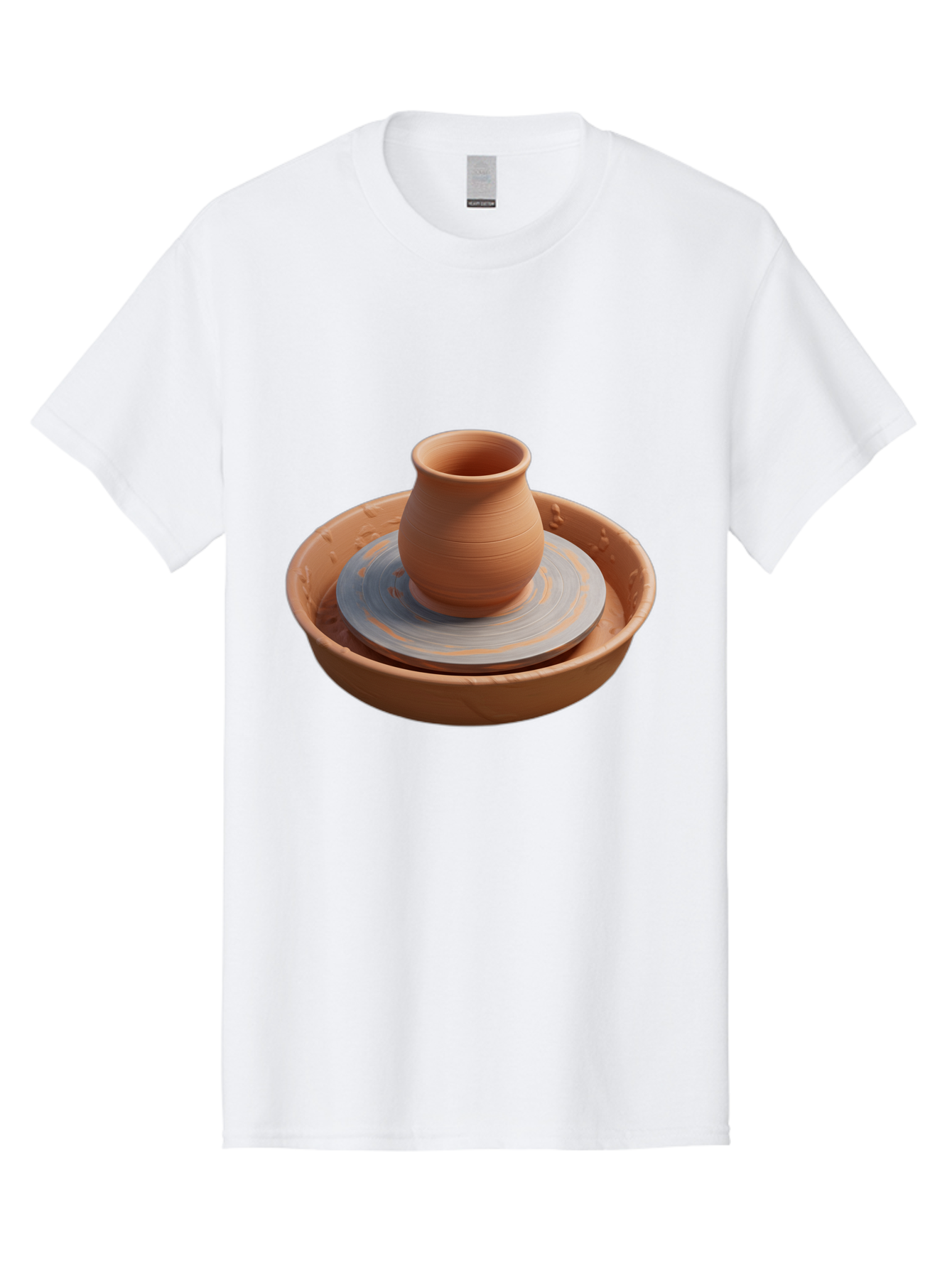 Clay-Pot-On-Pottery-Wheel Men'S Graphic Tee, 100% Cotton, Comfortable Casual Summer Wear, Machine Washable, Pottery Wheel, Clay Pot, Ceramics, Pottery Making, Handmade Crafts, Artisanal Pottery, Terracotta, Pottery Wheel Spinning Baa325