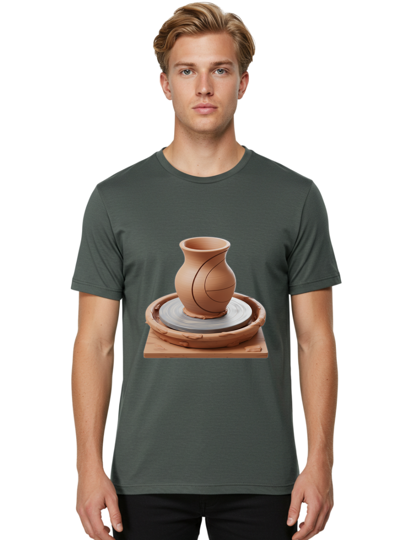 Clay-Pot Men'S Graphic Tee, 100% Cotton, Comfortable Casual Summer Wear, Machine Washable, Clay Vase, Pottery Wheel, Ceramics, Handmade, Artisanal, Craftsmanship, Creative Process, Art Studio, Handmade Pottery, Ceramic Art Baa326