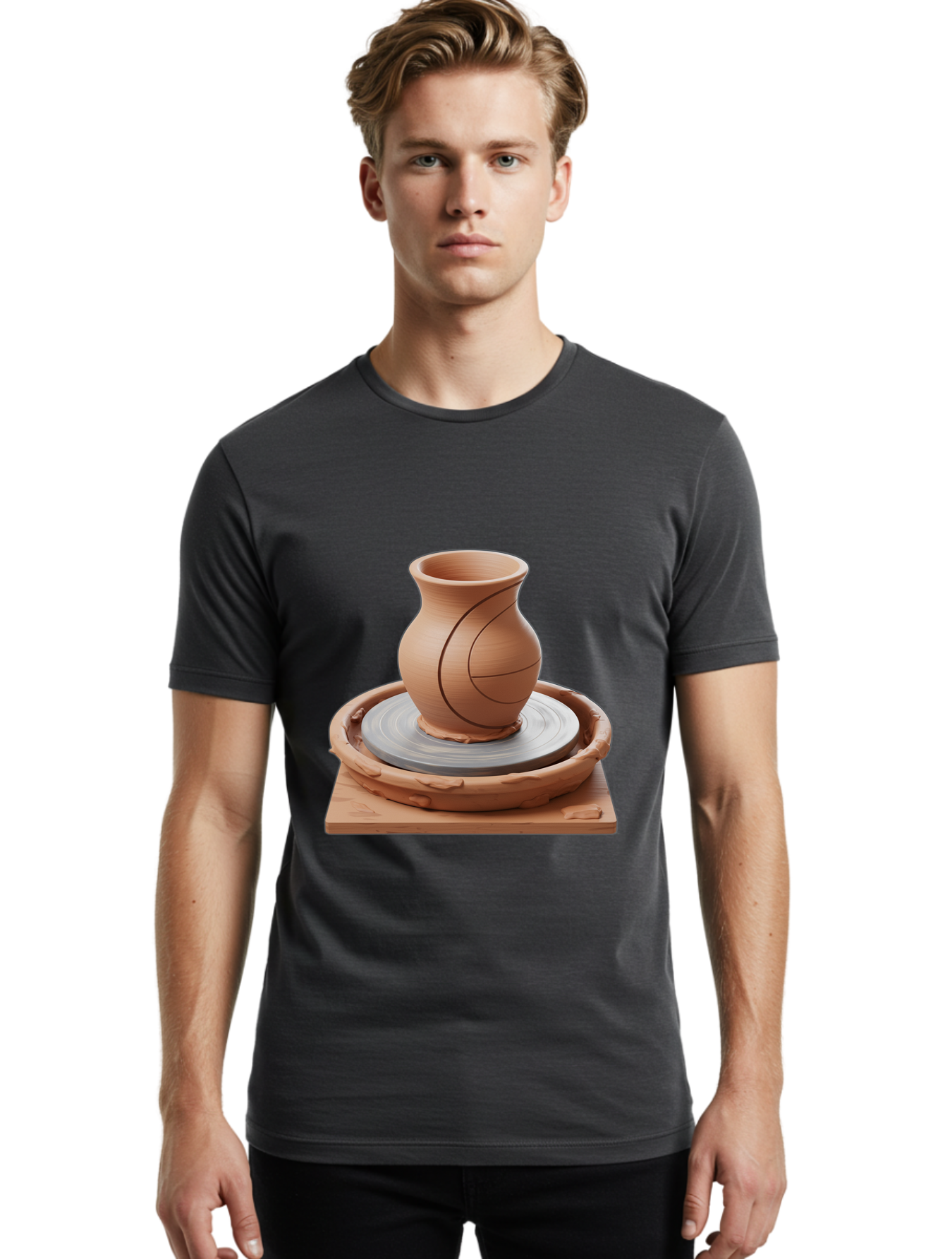Clay-Pot Men'S Graphic Tee, 100% Cotton, Comfortable Casual Summer Wear, Machine Washable, Clay Vase, Pottery Wheel, Ceramics, Handmade, Artisanal, Craftsmanship, Creative Process, Art Studio, Handmade Pottery, Ceramic Art Baa326