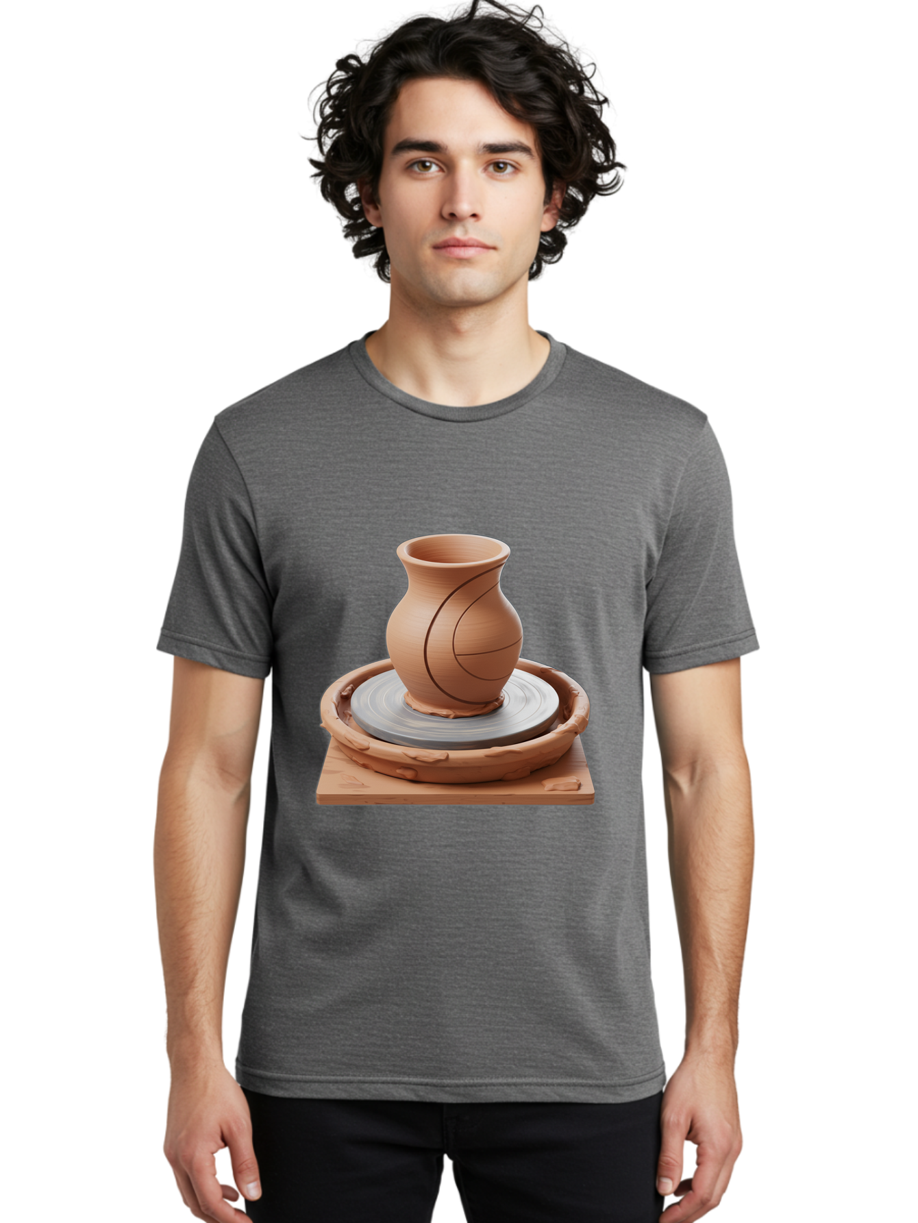 Clay-Pot Men'S Graphic Tee, 100% Cotton, Comfortable Casual Summer Wear, Machine Washable, Clay Vase, Pottery Wheel, Ceramics, Handmade, Artisanal, Craftsmanship, Creative Process, Art Studio, Handmade Pottery, Ceramic Art Baa326