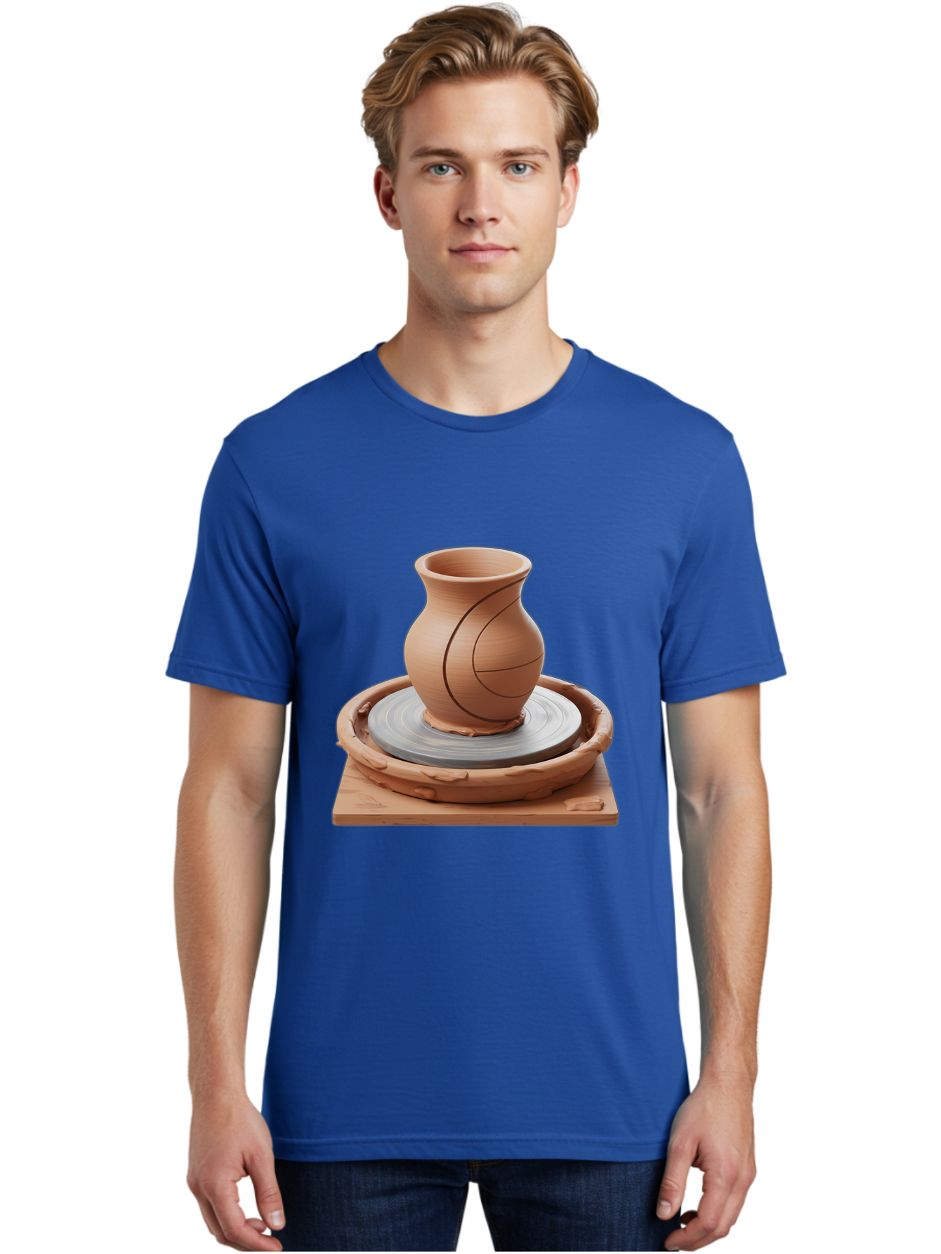Clay-Pot Men'S Graphic Tee, 100% Cotton, Comfortable Casual Summer Wear, Machine Washable, Clay Vase, Pottery Wheel, Ceramics, Handmade, Artisanal, Craftsmanship, Creative Process, Art Studio, Handmade Pottery, Ceramic Art Baa326