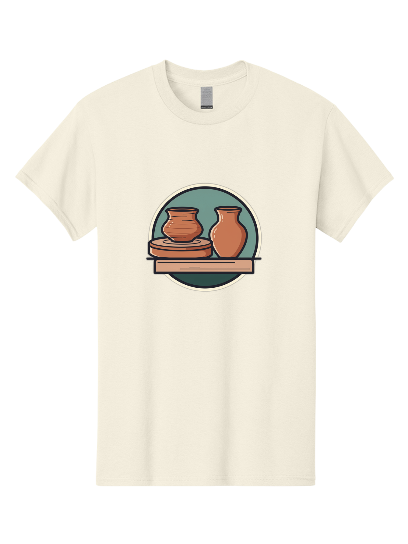 Clay-Pots-On-A-Shelf Men'S Graphic Tee, 100% Cotton, Comfortable Casual Summer Wear, Machine Washable, Clay Vases On Wooden Shelf, Pottery Art, Ceramic Craftsmanship, Traditional Pottery, Handmade Ceramics, Earthy Tones, Artisanal Decor Baa327