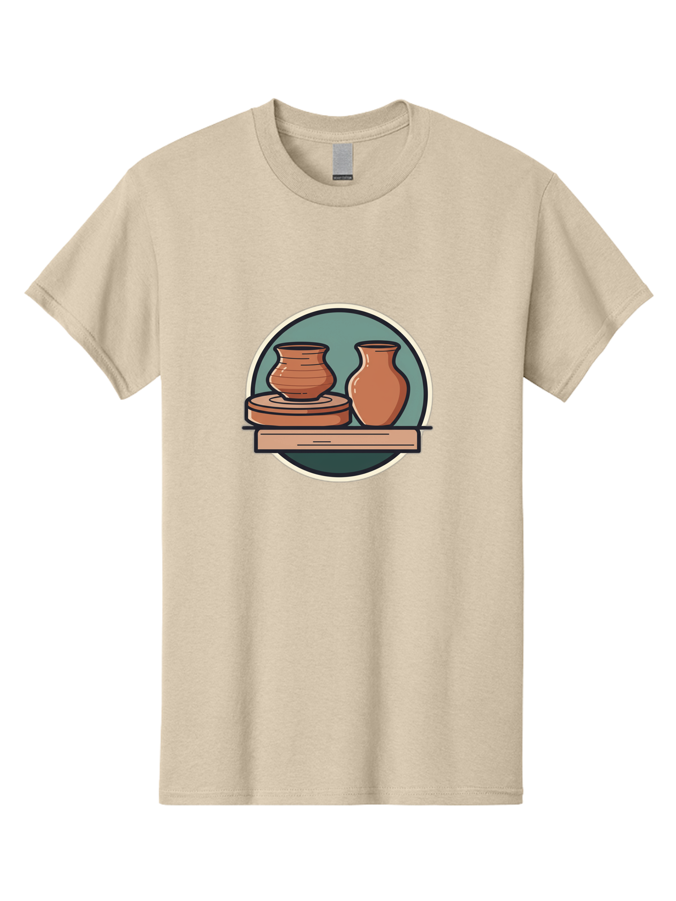 Clay-Pots-On-A-Shelf Men'S Graphic Tee, 100% Cotton, Comfortable Casual Summer Wear, Machine Washable, Clay Vases On Wooden Shelf, Pottery Art, Ceramic Craftsmanship, Traditional Pottery, Handmade Ceramics, Earthy Tones, Artisanal Decor Baa327