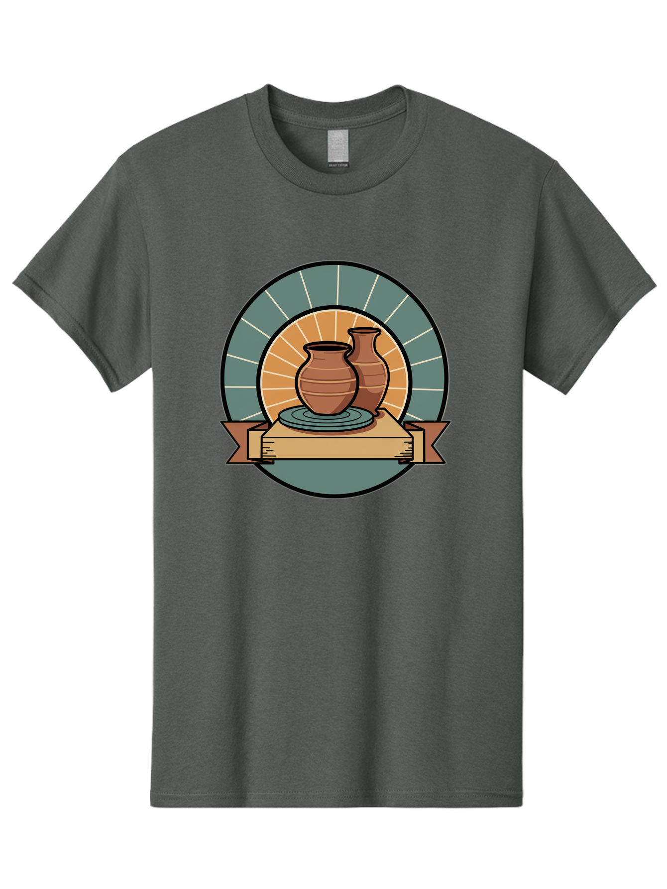 Clay-Pots-On-Pottery-Wheel Men'S Graphic Tee, 100% Cotton, Comfortable Casual Summer Wear, Machine Washable, Pottery Wheel, Clay Vases, Ceramics, Handmade Pottery, Artisanal Crafts, Pottery Art, Potter'S Wheel, Clay Pots, Decorative Vases, Baa328