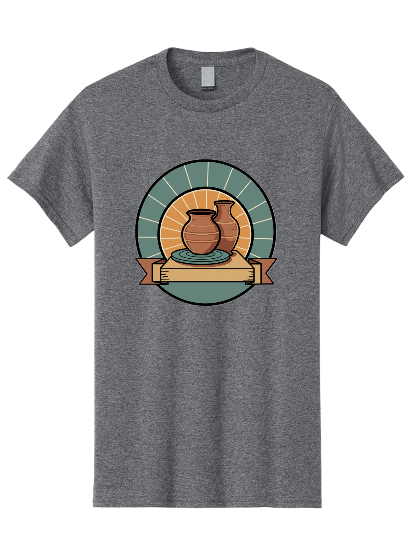 Clay-Pots-On-Pottery-Wheel Men'S Graphic Tee, 100% Cotton, Comfortable Casual Summer Wear, Machine Washable, Pottery Wheel, Clay Vases, Ceramics, Handmade Pottery, Artisanal Crafts, Pottery Art, Potter'S Wheel, Clay Pots, Decorative Vases, Baa328
