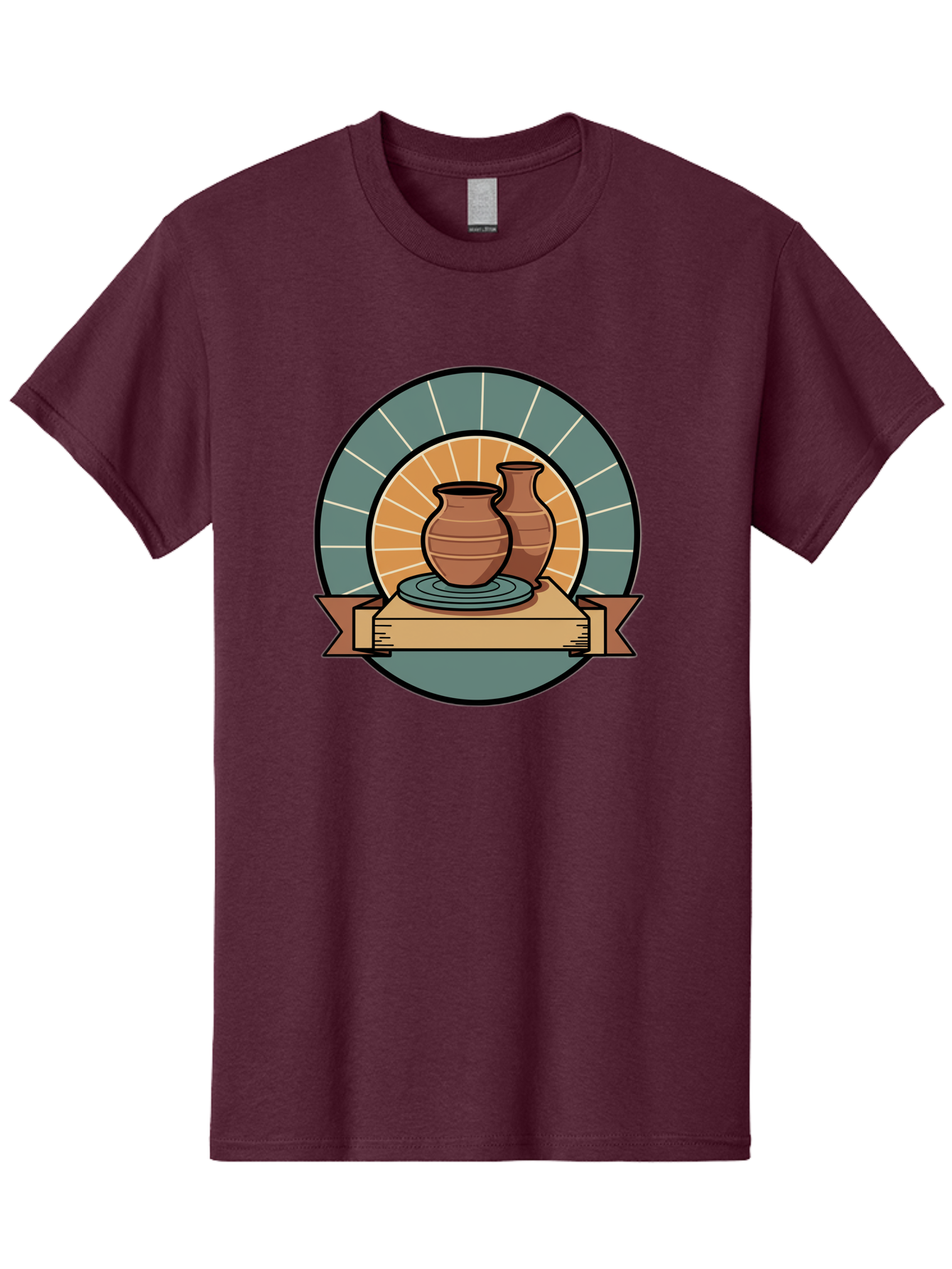 Clay-Pots-On-Pottery-Wheel Men'S Graphic Tee, 100% Cotton, Comfortable Casual Summer Wear, Machine Washable, Pottery Wheel, Clay Vases, Ceramics, Handmade Pottery, Artisanal Crafts, Pottery Art, Potter'S Wheel, Clay Pots, Decorative Vases, Baa328