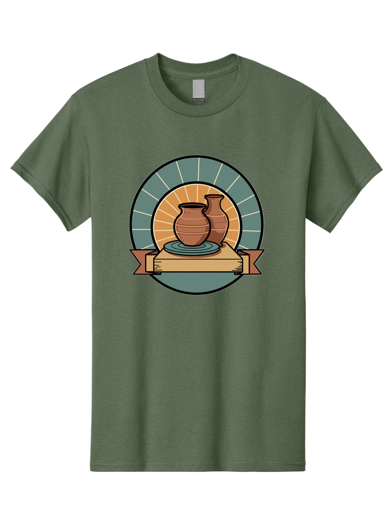 Clay-Pots-On-Pottery-Wheel Men'S Graphic Tee, 100% Cotton, Comfortable Casual Summer Wear, Machine Washable, Pottery Wheel, Clay Vases, Ceramics, Handmade Pottery, Artisanal Crafts, Pottery Art, Potter'S Wheel, Clay Pots, Decorative Vases, Baa328