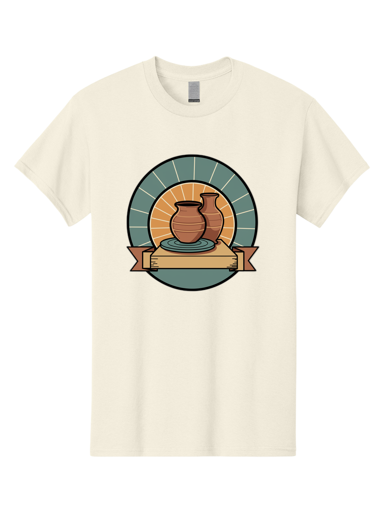 Clay-Pots-On-Pottery-Wheel Men'S Graphic Tee, 100% Cotton, Comfortable Casual Summer Wear, Machine Washable, Pottery Wheel, Clay Vases, Ceramics, Handmade Pottery, Artisanal Crafts, Pottery Art, Potter'S Wheel, Clay Pots, Decorative Vases, Baa328
