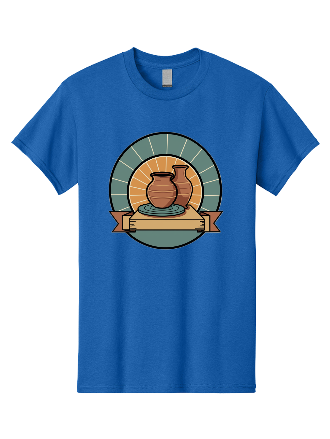 Clay-Pots-On-Pottery-Wheel Men'S Graphic Tee, 100% Cotton, Comfortable Casual Summer Wear, Machine Washable, Pottery Wheel, Clay Vases, Ceramics, Handmade Pottery, Artisanal Crafts, Pottery Art, Potter'S Wheel, Clay Pots, Decorative Vases, Baa328