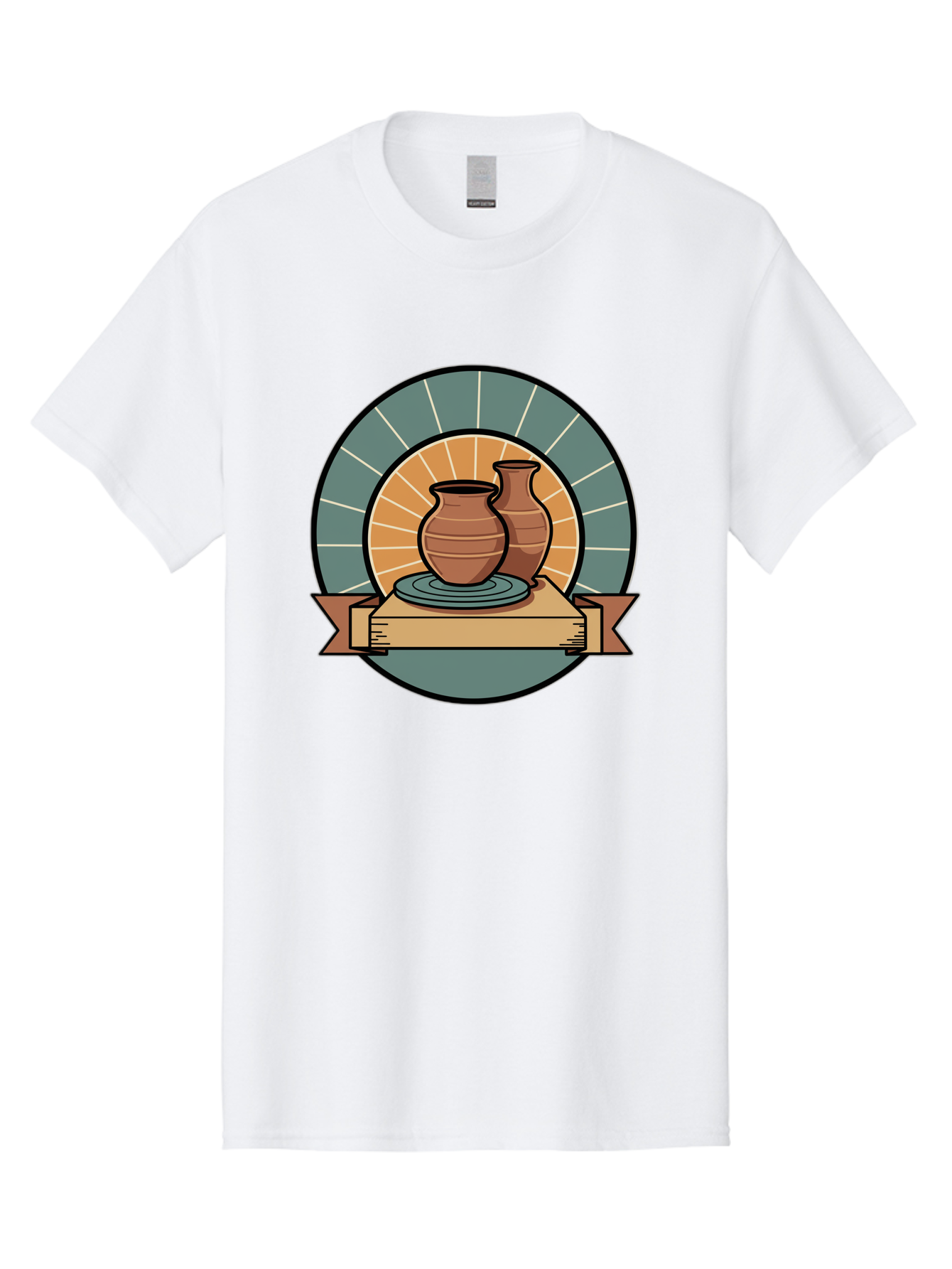 Clay-Pots-On-Pottery-Wheel Men'S Graphic Tee, 100% Cotton, Comfortable Casual Summer Wear, Machine Washable, Pottery Wheel, Clay Vases, Ceramics, Handmade Pottery, Artisanal Crafts, Pottery Art, Potter'S Wheel, Clay Pots, Decorative Vases, Baa328