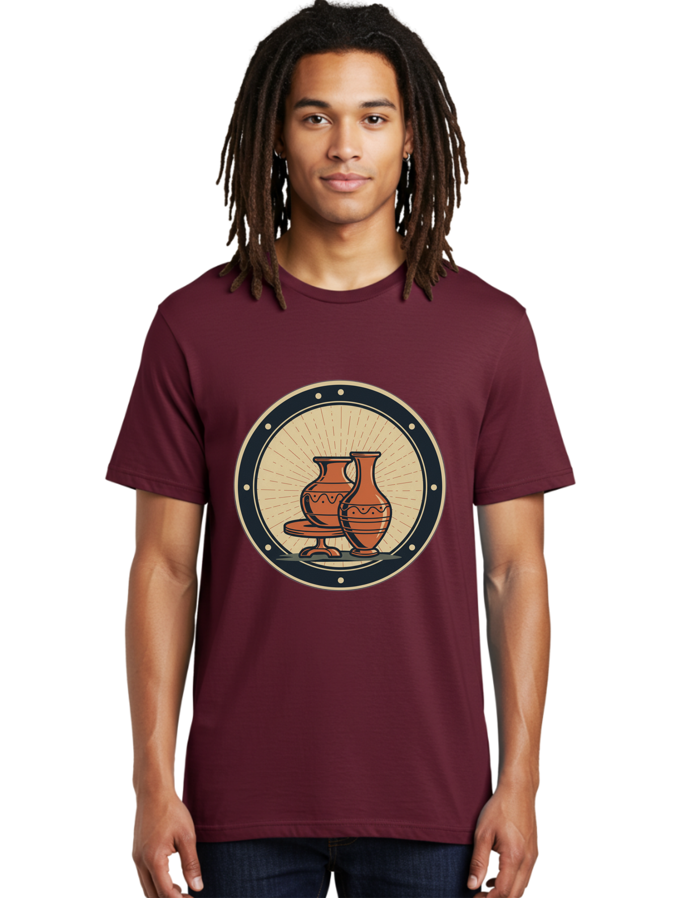 Clay-Pots Men'S Graphic Tee, 100% Cotton, Comfortable Casual Summer Wear, Machine Washable, Clay Pots, Ancient Pottery, Vintage Ceramics, Decorative Vases, Earthy Tones, Traditional Craftsmanship, Cultural Heritage, Artistic Expression, Baa329
