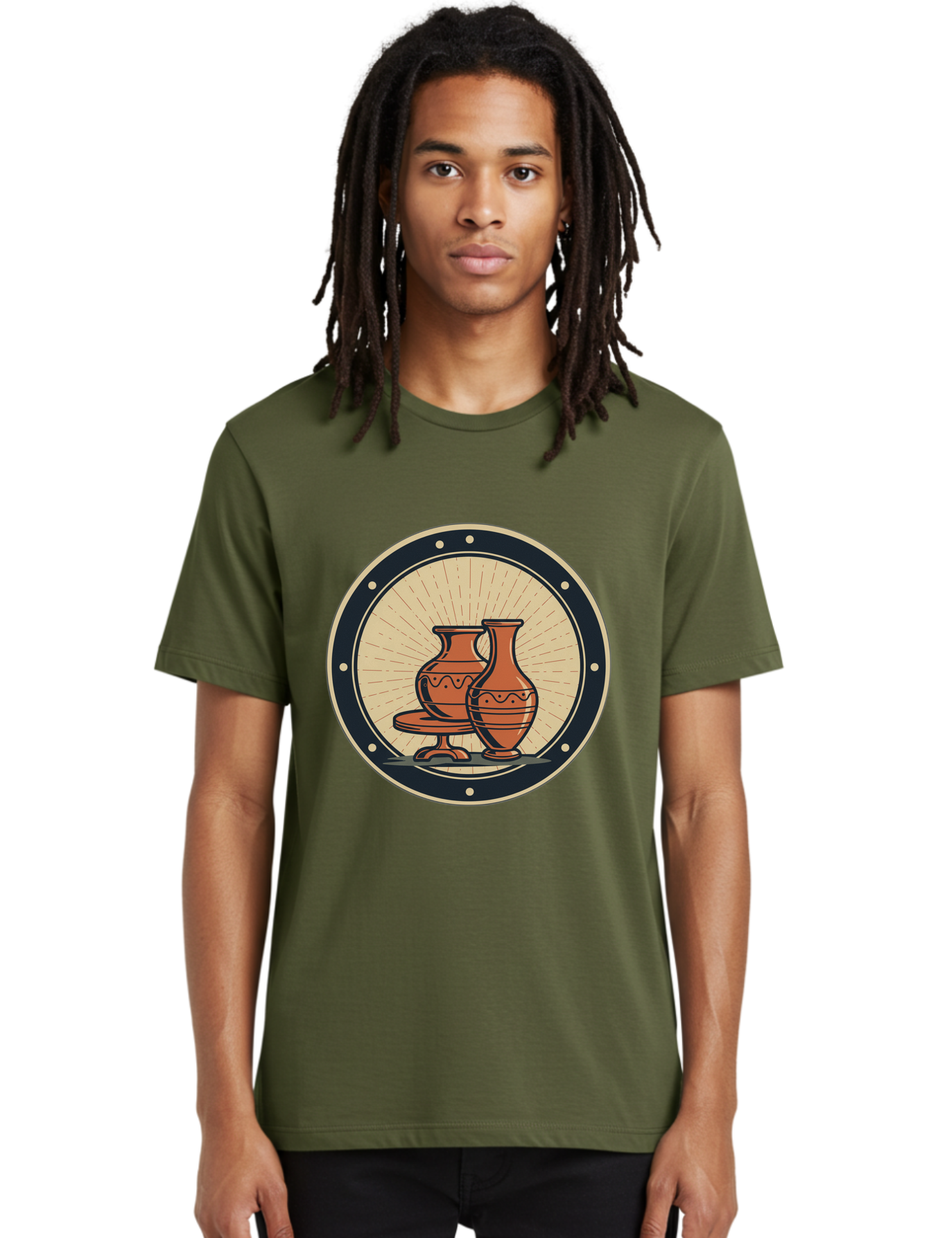 Clay-Pots Men'S Graphic Tee, 100% Cotton, Comfortable Casual Summer Wear, Machine Washable, Clay Pots, Ancient Pottery, Vintage Ceramics, Decorative Vases, Earthy Tones, Traditional Craftsmanship, Cultural Heritage, Artistic Expression, Baa329