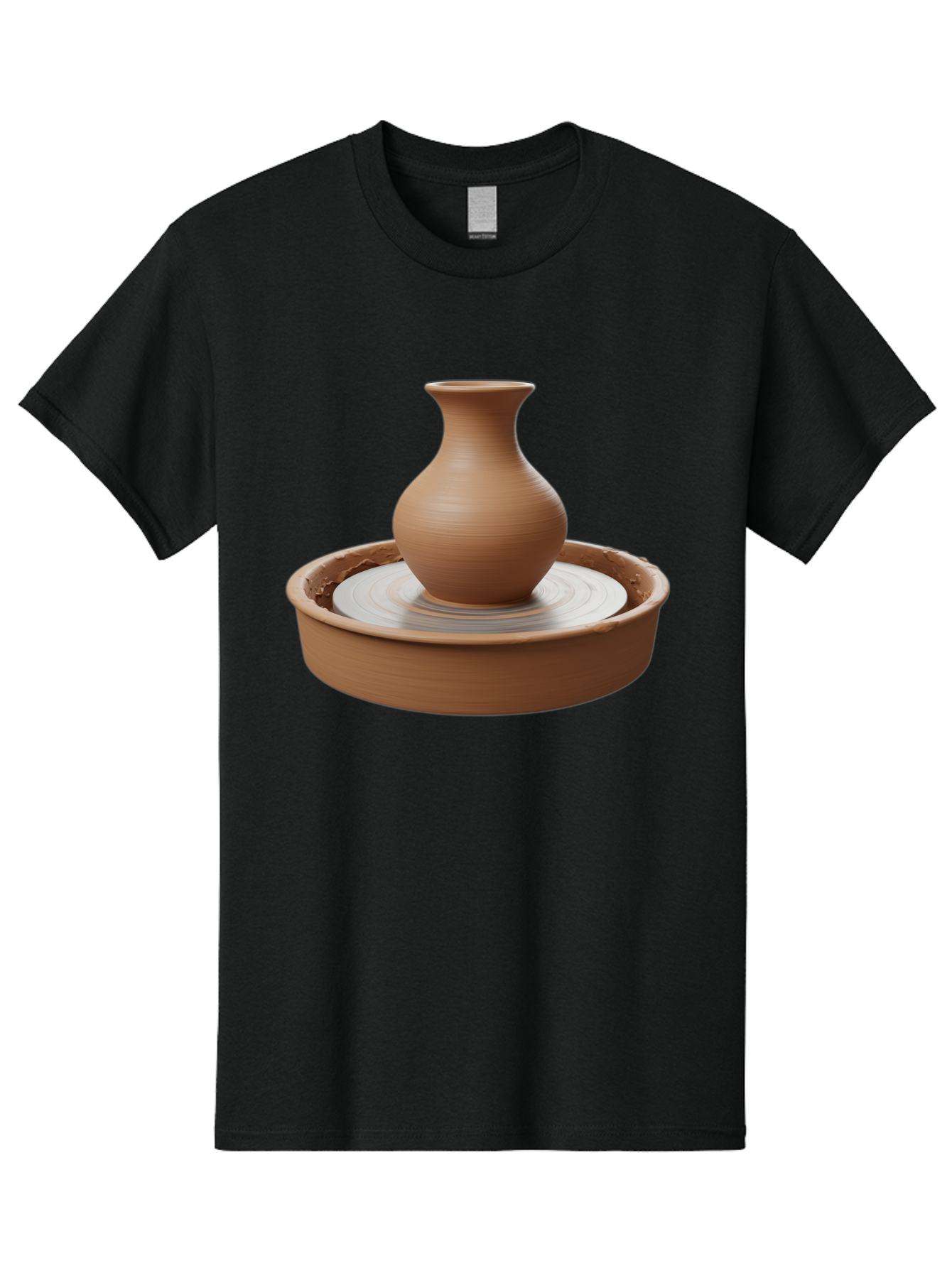 Clay-Vase-On-Pottery-Wheel Men'S Graphic Tee, 100% Cotton, Comfortable Casual Summer Wear, Machine Washable, Pottery Wheel, Clay Vase, Handmade Ceramics, Terra Cotta, Crafting, Artisanal Pottery, Wheel-Thrown Pottery, Ceramic Art, Baa330