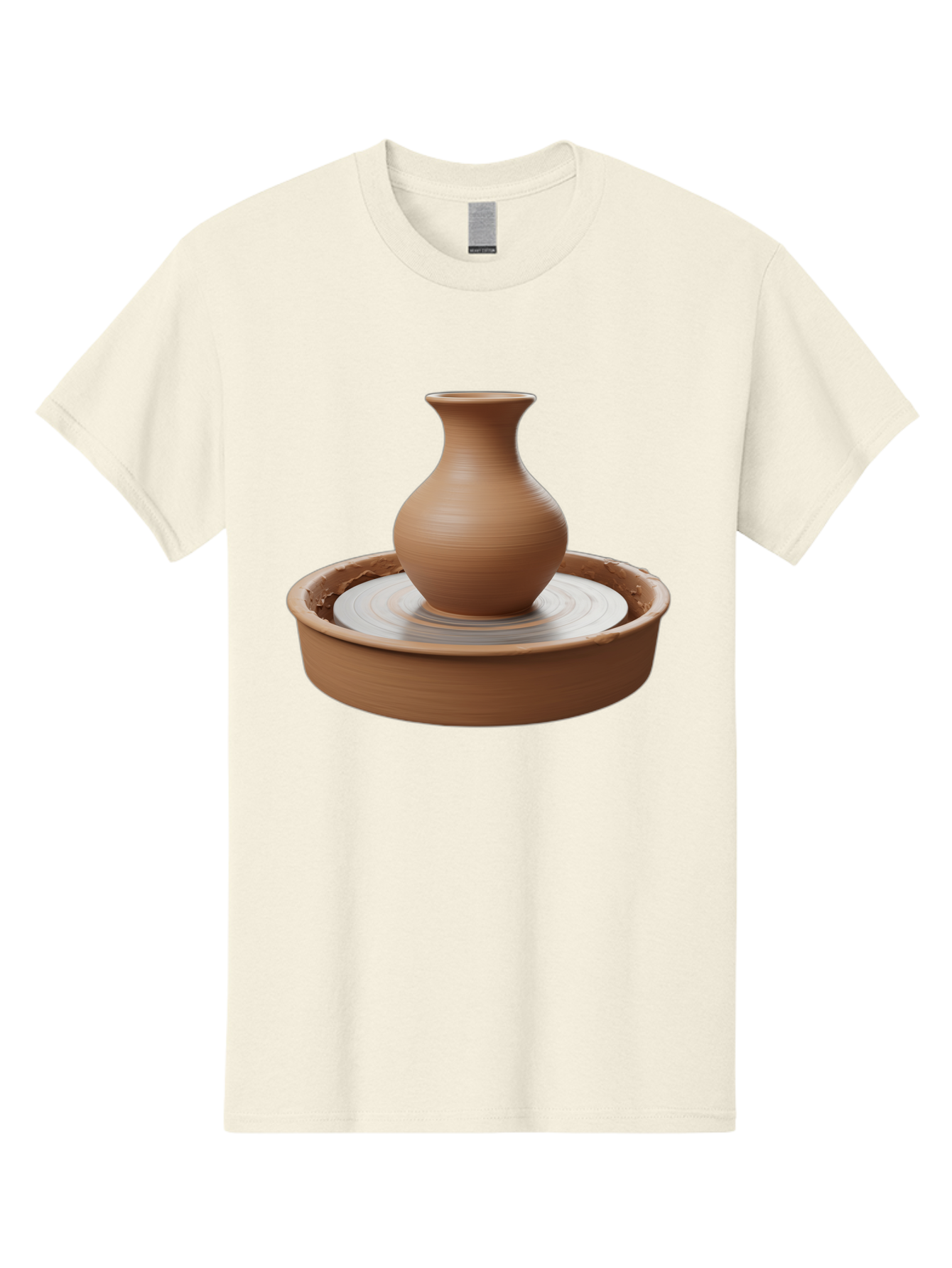Clay-Vase-On-Pottery-Wheel Men'S Graphic Tee, 100% Cotton, Comfortable Casual Summer Wear, Machine Washable, Pottery Wheel, Clay Vase, Handmade Ceramics, Terra Cotta, Crafting, Artisanal Pottery, Wheel-Thrown Pottery, Ceramic Art, Baa330