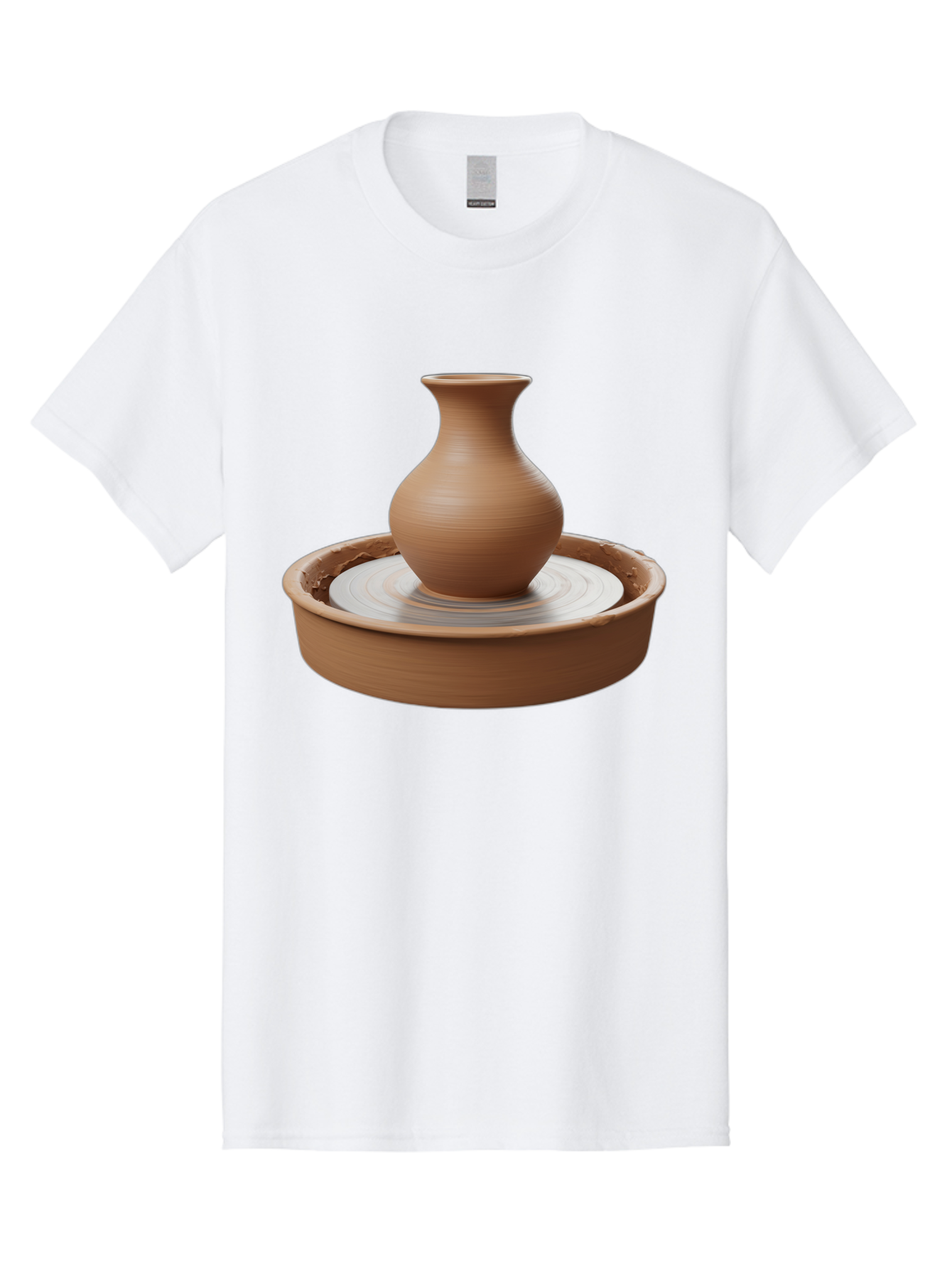 Clay-Vase-On-Pottery-Wheel Men'S Graphic Tee, 100% Cotton, Comfortable Casual Summer Wear, Machine Washable, Pottery Wheel, Clay Vase, Handmade Ceramics, Terra Cotta, Crafting, Artisanal Pottery, Wheel-Thrown Pottery, Ceramic Art, Baa330