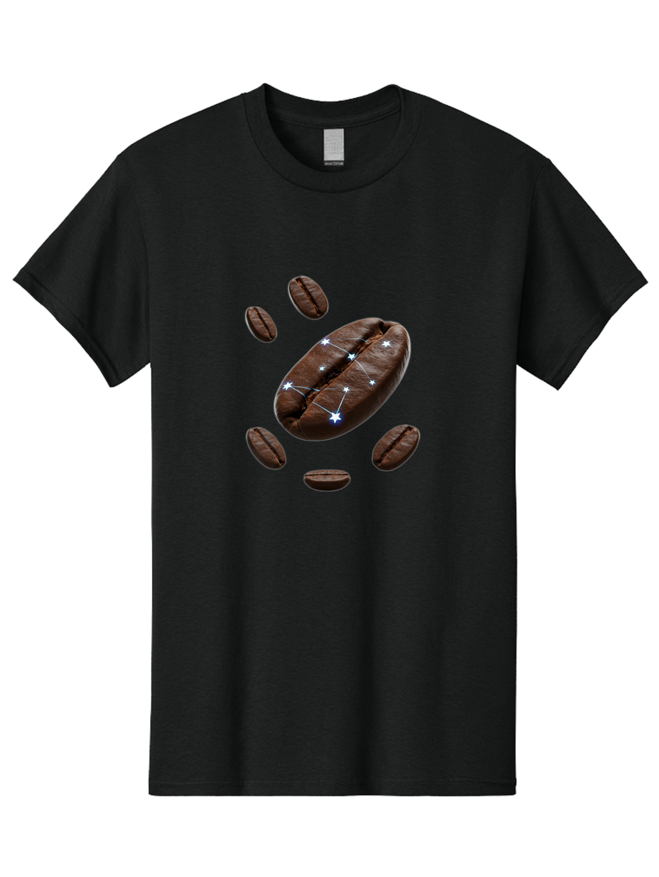 Coffee-Bean-Constellation Men'S Graphic Tee, 100% Cotton, Comfortable Casual Summer Wear, Machine Washable, Coffee Beans, Constellation Pattern, Stars, Creative Design, Surreal Art, Coffee Lover, Unique Artwork, Abstract Illustration, Baa334