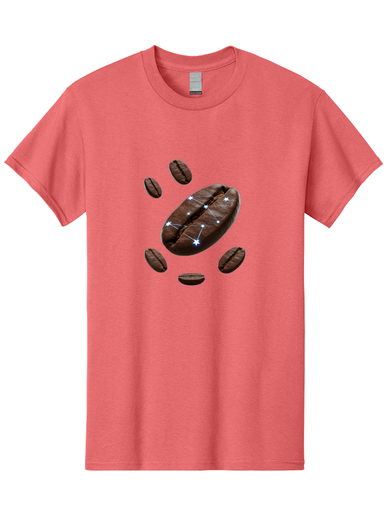 Coffee-Bean-Constellation Men'S Graphic Tee, 100% Cotton, Comfortable Casual Summer Wear, Machine Washable, Coffee Beans, Constellation Pattern, Stars, Creative Design, Surreal Art, Coffee Lover, Unique Artwork, Abstract Illustration, Baa334