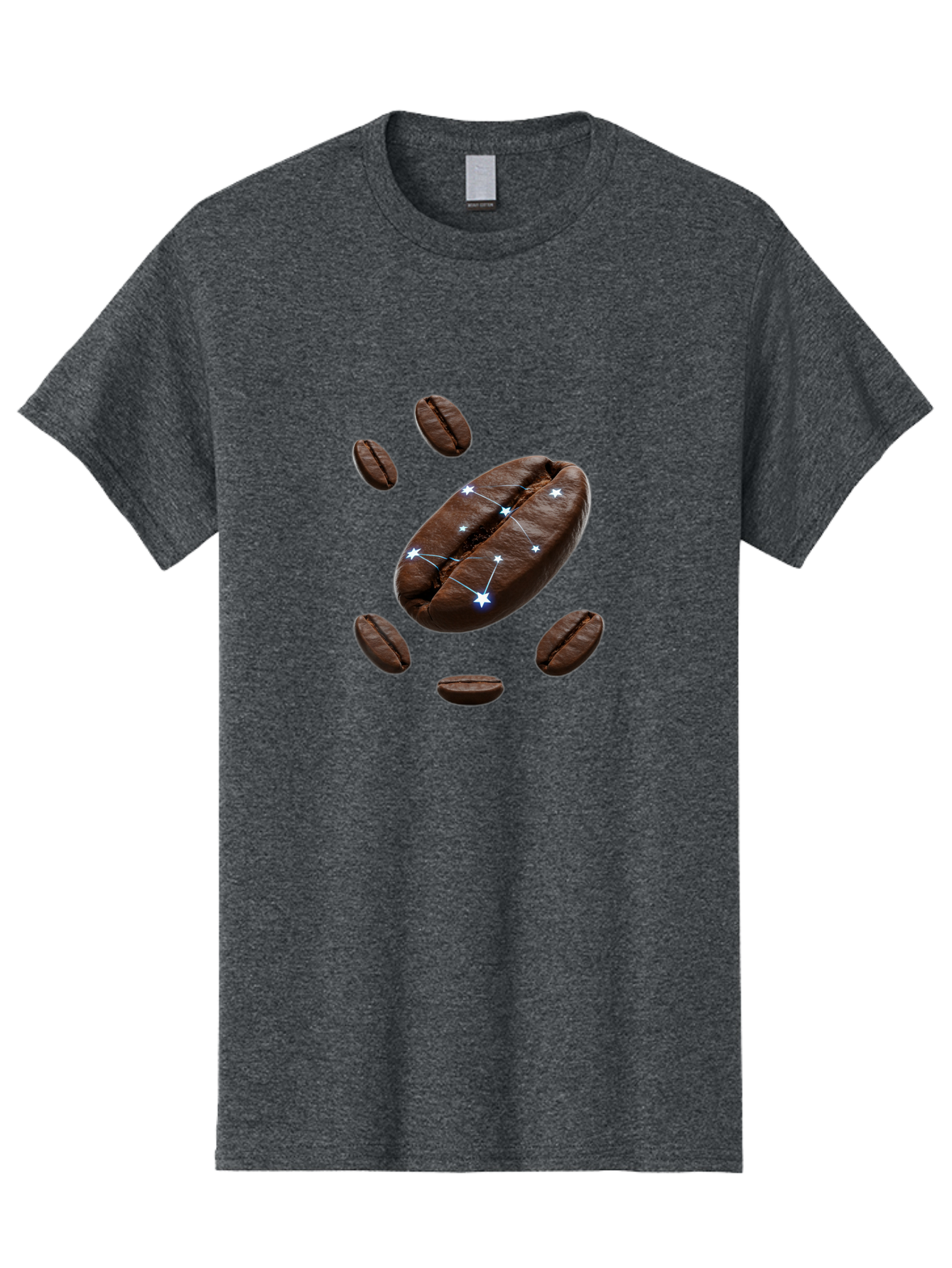 Coffee-Bean-Constellation Men'S Graphic Tee, 100% Cotton, Comfortable Casual Summer Wear, Machine Washable, Coffee Beans, Constellation Pattern, Stars, Creative Design, Surreal Art, Coffee Lover, Unique Artwork, Abstract Illustration, Baa334