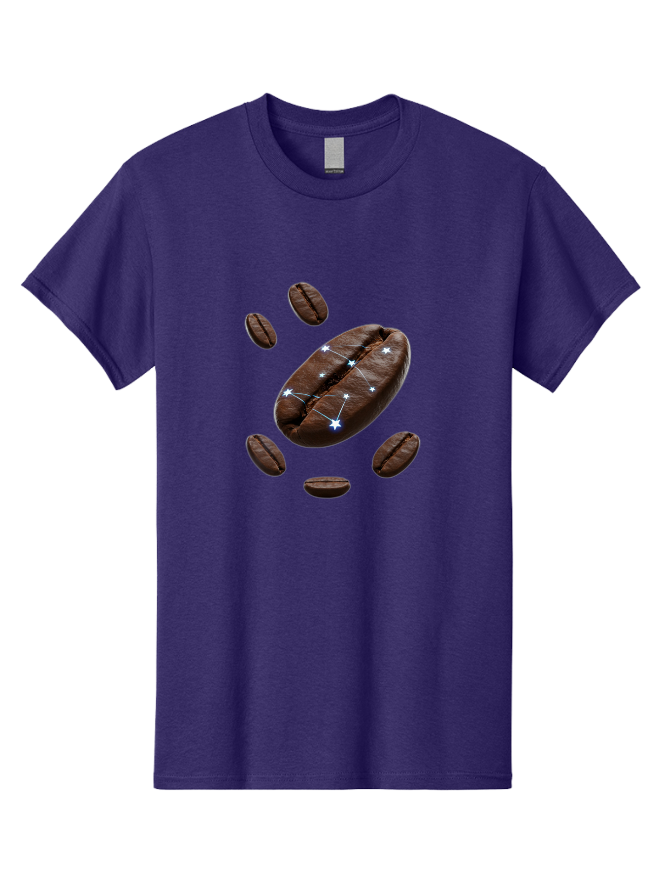 Coffee-Bean-Constellation Men'S Graphic Tee, 100% Cotton, Comfortable Casual Summer Wear, Machine Washable, Coffee Beans, Constellation Pattern, Stars, Creative Design, Surreal Art, Coffee Lover, Unique Artwork, Abstract Illustration, Baa334
