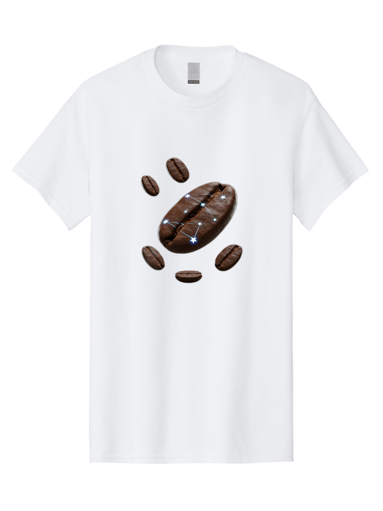 Coffee-Bean-Constellation Men'S Graphic Tee, 100% Cotton, Comfortable Casual Summer Wear, Machine Washable, Coffee Beans, Constellation Pattern, Stars, Creative Design, Surreal Art, Coffee Lover, Unique Artwork, Abstract Illustration, Baa334