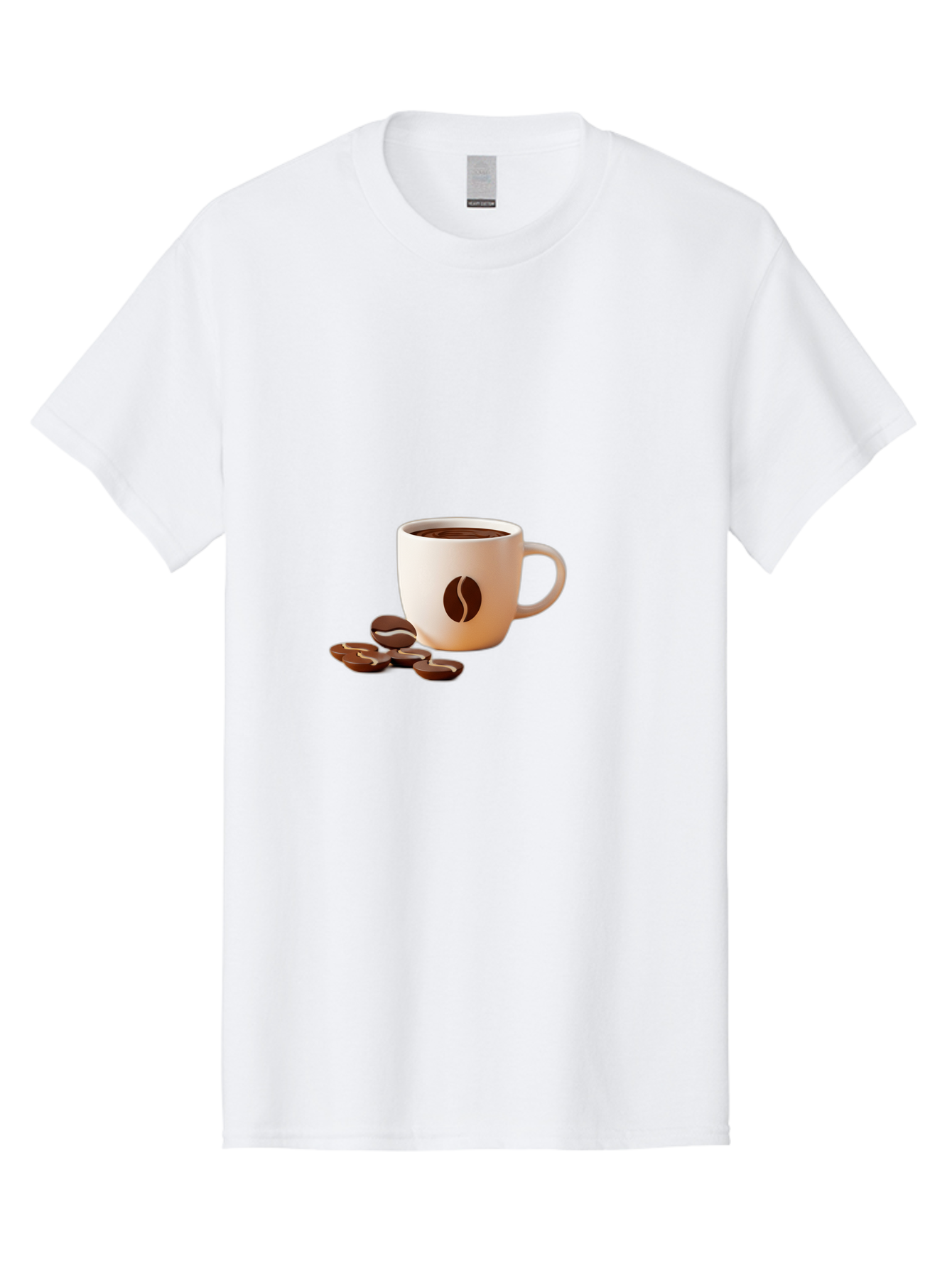 Coffee-Bean-Mug Men'S Graphic Tee, 100% Cotton, Comfortable Casual Summer Wear, Machine Washable, Coffee Mug, Coffee Beans, Dark Brown Coffee, Morning Coffee, Coffee Break, Coffee Time, Coffee Symbol, Coffee Design Baa335