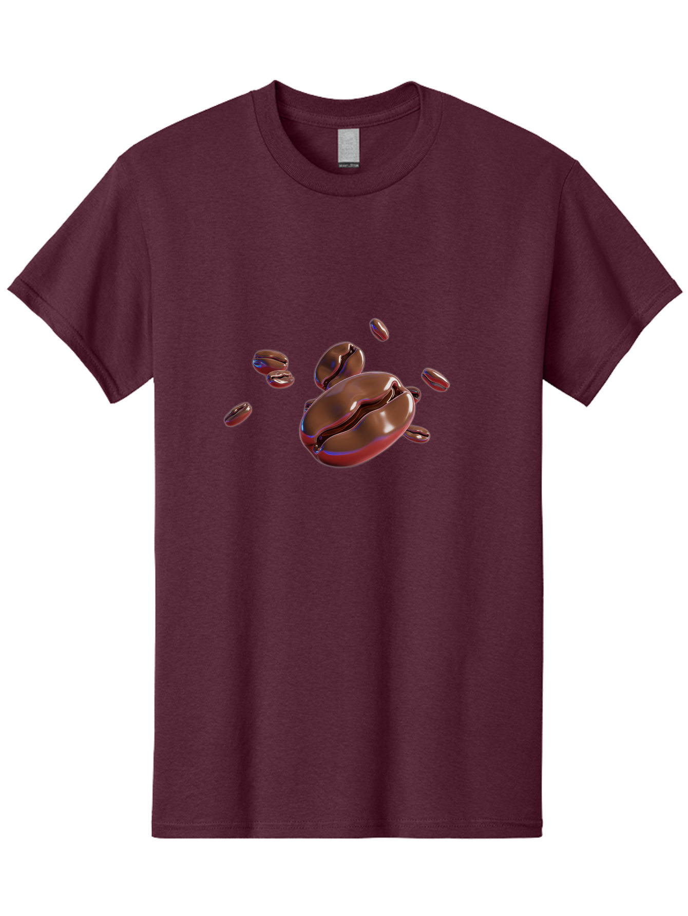 Coffee-Beans-1 Men'S Graphic Tee, 100% Cotton, Comfortable Casual Summer Wear, Machine Washable, Roasted Coffee Beans, Dark Brown, Shiny, Scattered, Coffee Break, Morning Pick-Me-Up, Caffeinated, Energy Boost Baa336