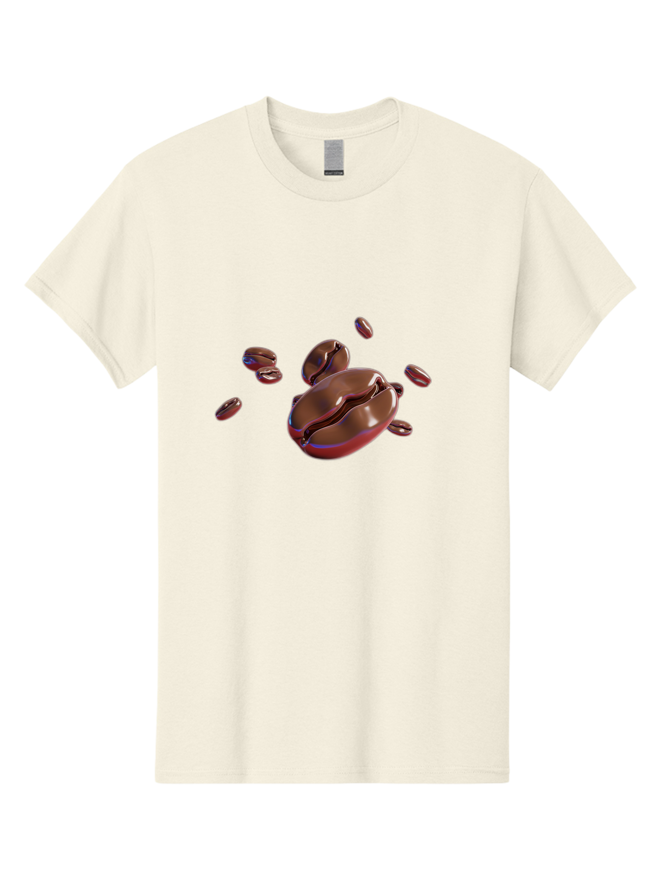 Coffee-Beans-1 Men'S Graphic Tee, 100% Cotton, Comfortable Casual Summer Wear, Machine Washable, Roasted Coffee Beans, Dark Brown, Shiny, Scattered, Coffee Break, Morning Pick-Me-Up, Caffeinated, Energy Boost Baa336