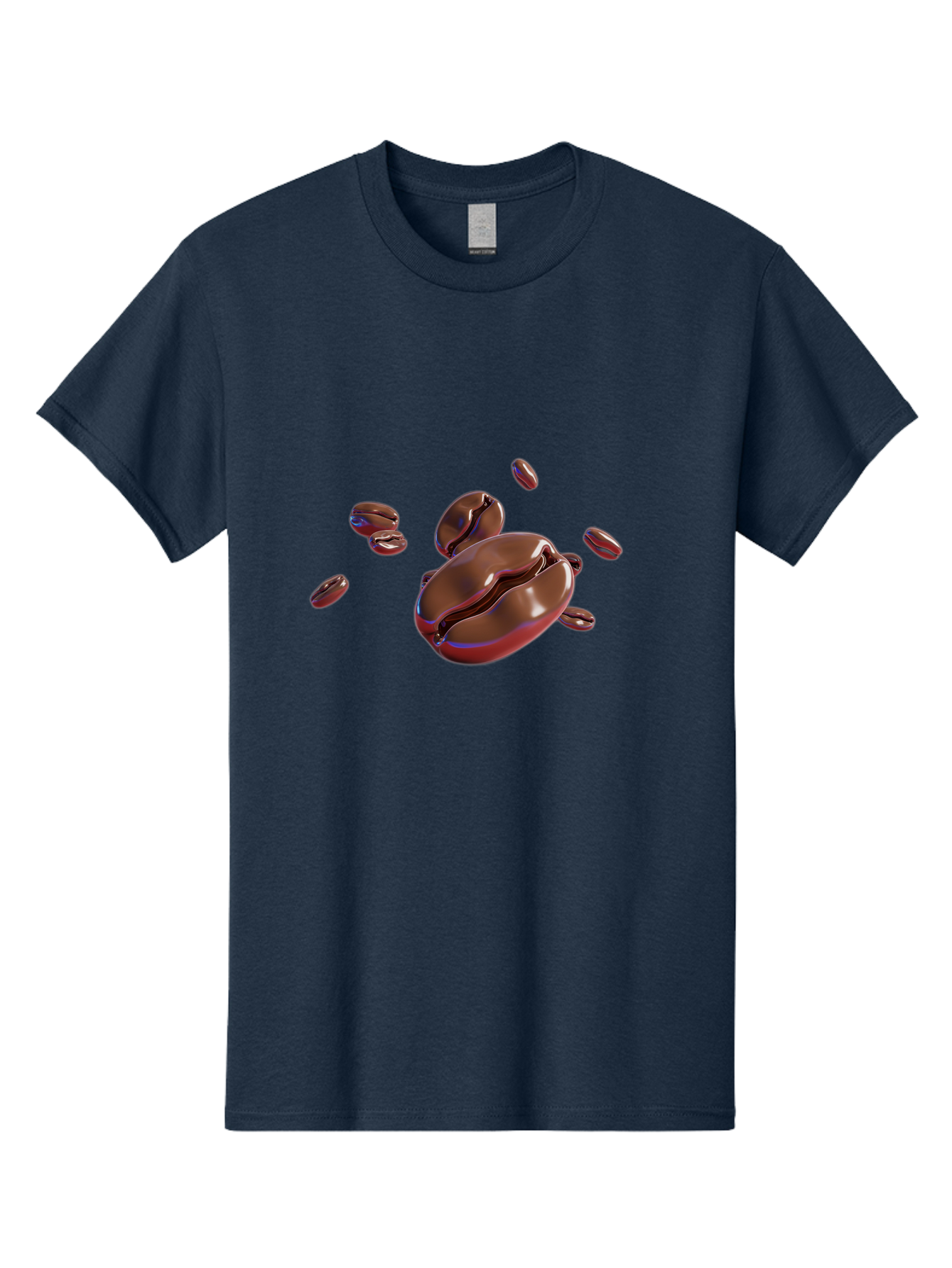 Coffee-Beans-1 Men'S Graphic Tee, 100% Cotton, Comfortable Casual Summer Wear, Machine Washable, Roasted Coffee Beans, Dark Brown, Shiny, Scattered, Coffee Break, Morning Pick-Me-Up, Caffeinated, Energy Boost Baa336