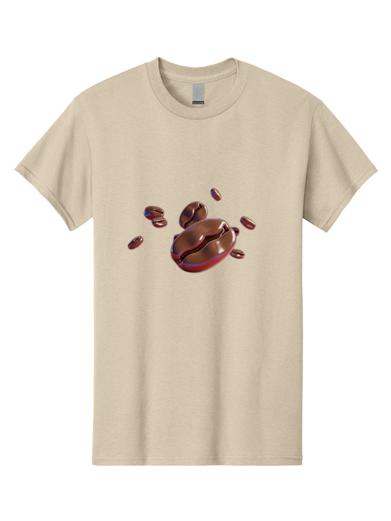 Coffee-Beans-1 Men'S Graphic Tee, 100% Cotton, Comfortable Casual Summer Wear, Machine Washable, Roasted Coffee Beans, Dark Brown, Shiny, Scattered, Coffee Break, Morning Pick-Me-Up, Caffeinated, Energy Boost Baa336