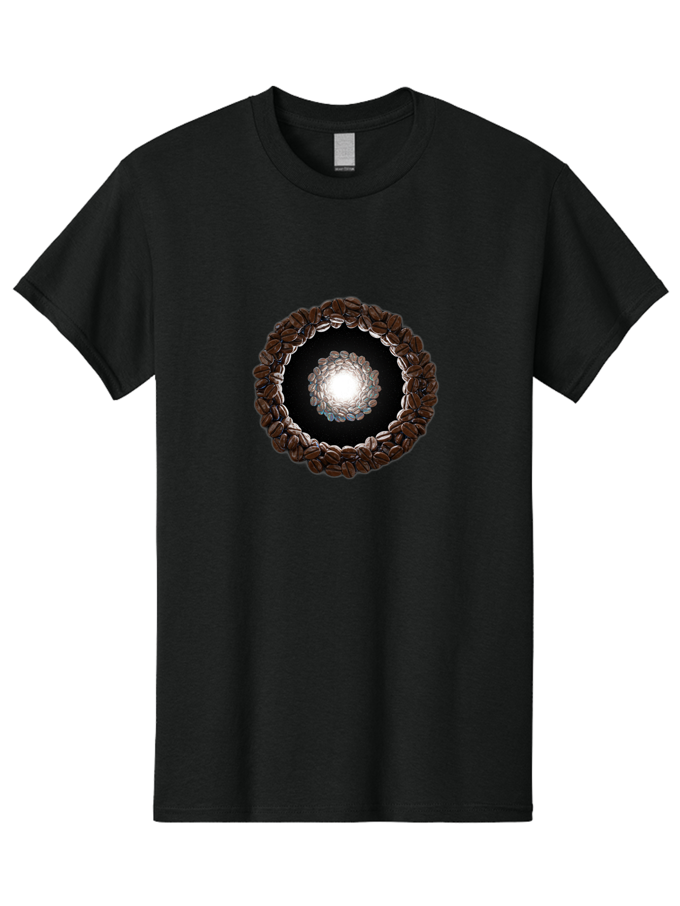 Coffee-Beans-Circle Men'S Graphic Tee, 100% Cotton, Comfortable Casual Summer Wear, Machine Washable, Circle Of Coffee Beans, Coffee Bean Wreath, Gourmet Coffee, Coffee Lover, Coffee Culture, Coffee Art, Bean Arrangement, Symmetrical Design, Baa337