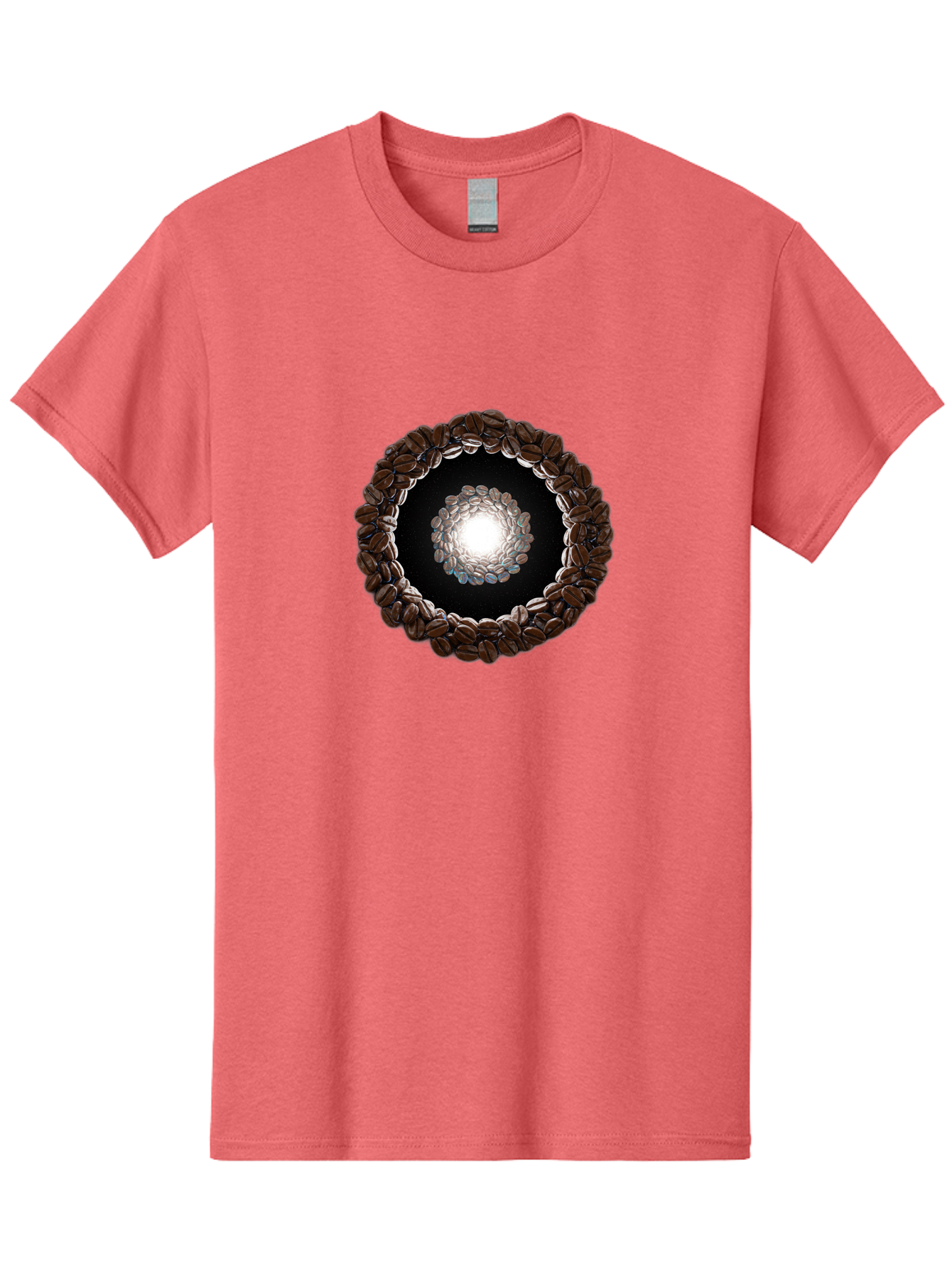 Coffee-Beans-Circle Men'S Graphic Tee, 100% Cotton, Comfortable Casual Summer Wear, Machine Washable, Circle Of Coffee Beans, Coffee Bean Wreath, Gourmet Coffee, Coffee Lover, Coffee Culture, Coffee Art, Bean Arrangement, Symmetrical Design, Baa337
