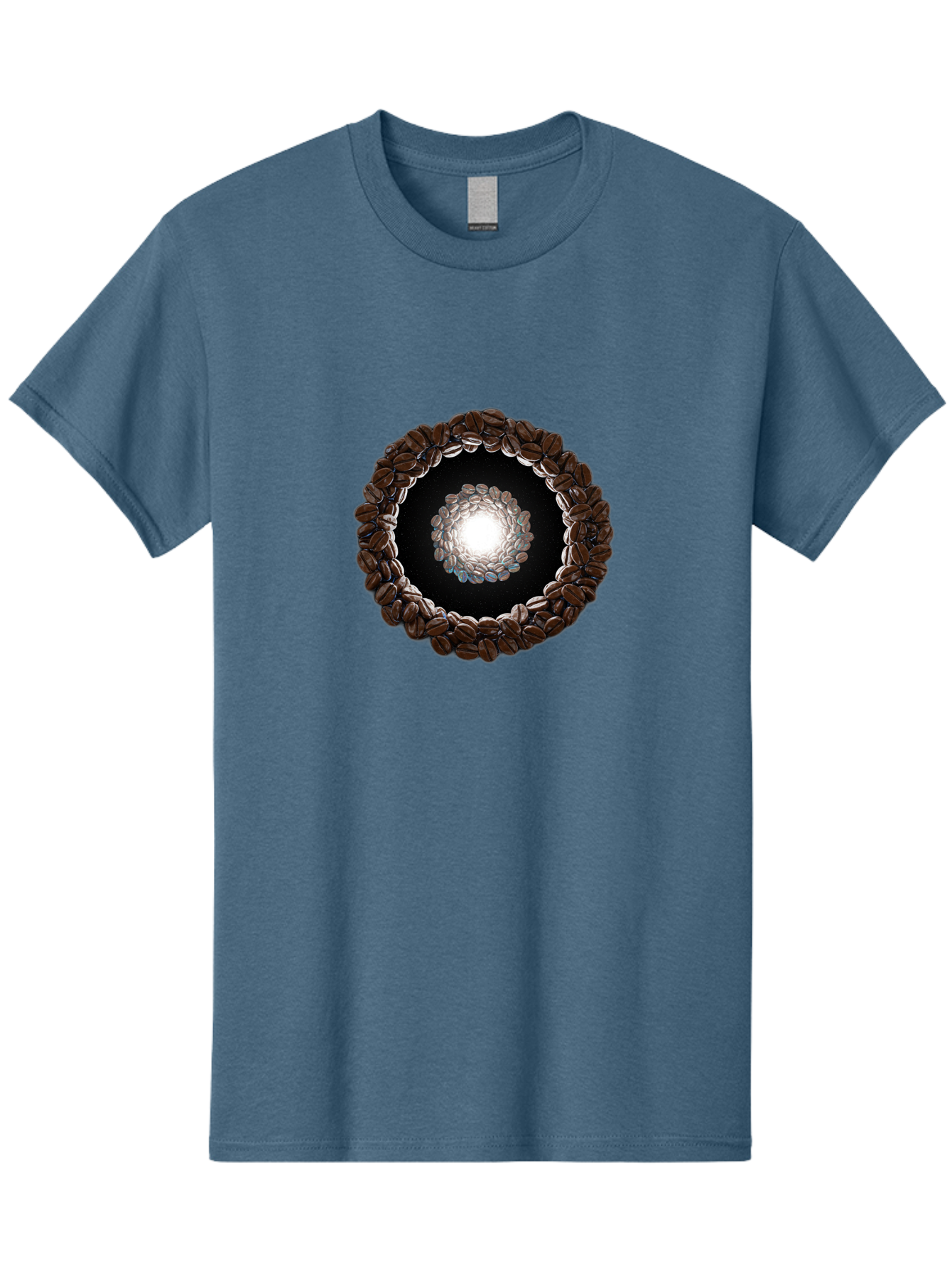 Coffee-Beans-Circle Men'S Graphic Tee, 100% Cotton, Comfortable Casual Summer Wear, Machine Washable, Circle Of Coffee Beans, Coffee Bean Wreath, Gourmet Coffee, Coffee Lover, Coffee Culture, Coffee Art, Bean Arrangement, Symmetrical Design, Baa337