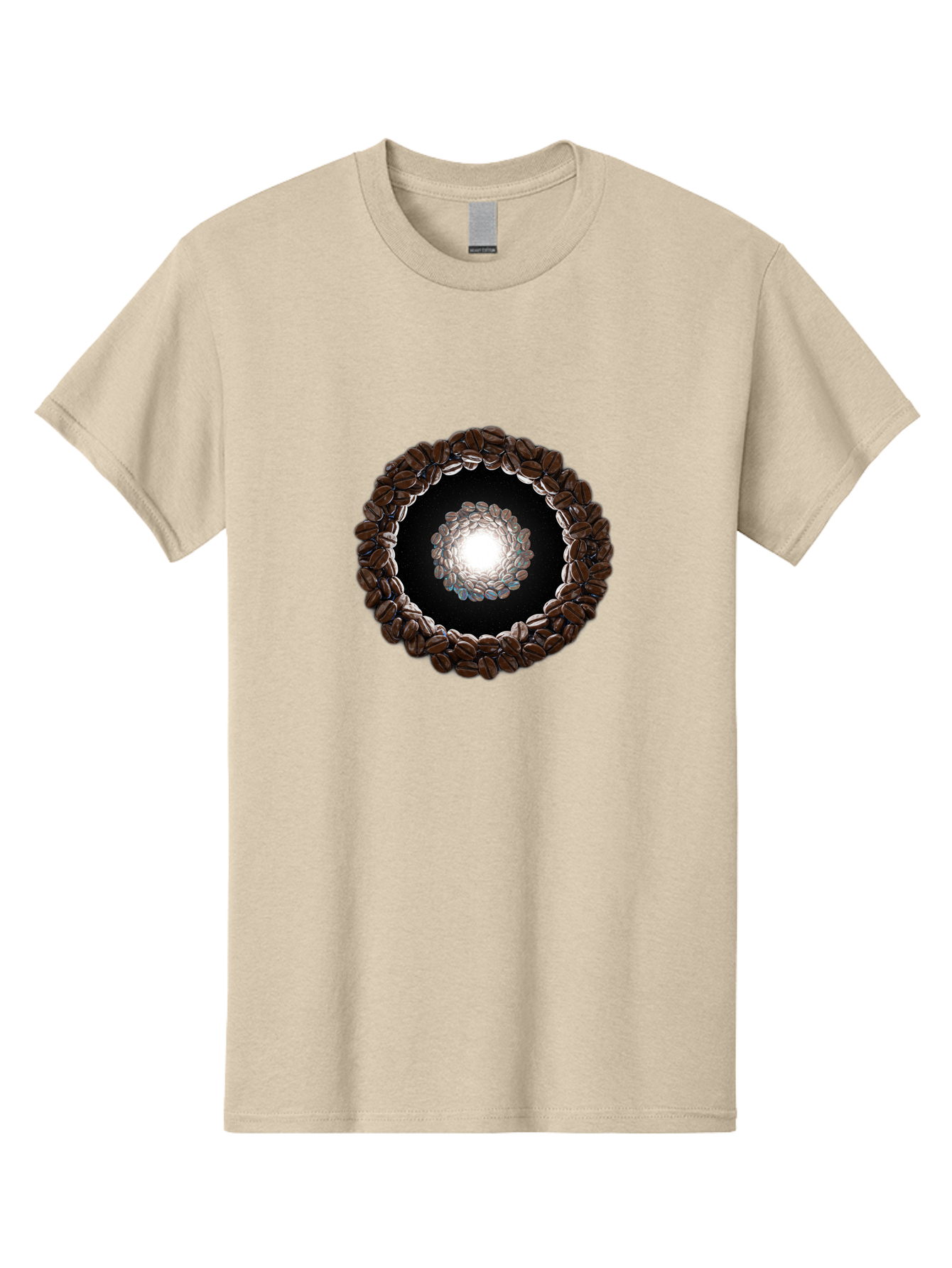 Coffee-Beans-Circle Men'S Graphic Tee, 100% Cotton, Comfortable Casual Summer Wear, Machine Washable, Circle Of Coffee Beans, Coffee Bean Wreath, Gourmet Coffee, Coffee Lover, Coffee Culture, Coffee Art, Bean Arrangement, Symmetrical Design, Baa337