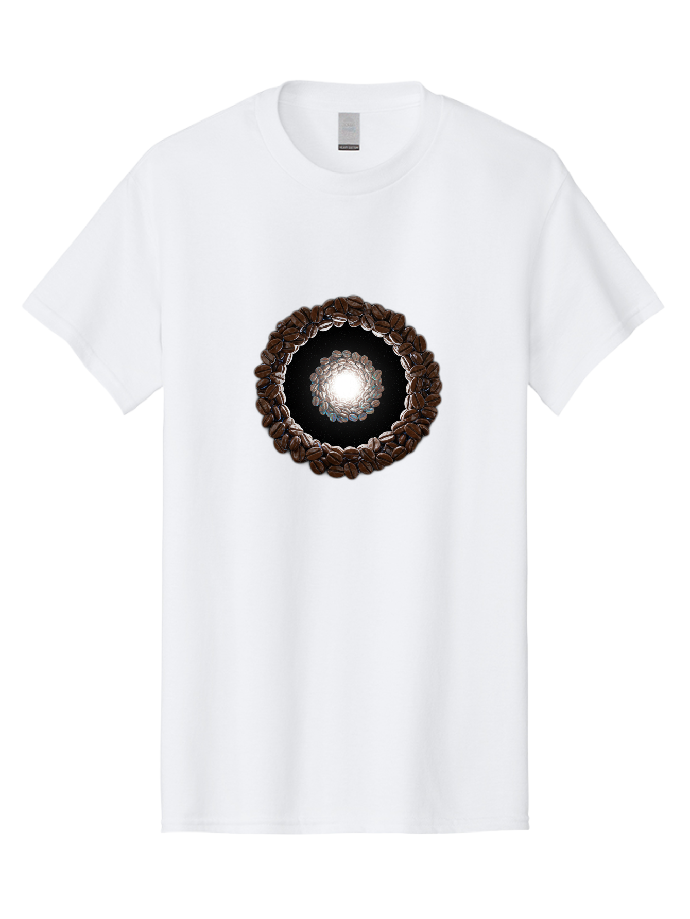 Coffee-Beans-Circle Men'S Graphic Tee, 100% Cotton, Comfortable Casual Summer Wear, Machine Washable, Circle Of Coffee Beans, Coffee Bean Wreath, Gourmet Coffee, Coffee Lover, Coffee Culture, Coffee Art, Bean Arrangement, Symmetrical Design, Baa337