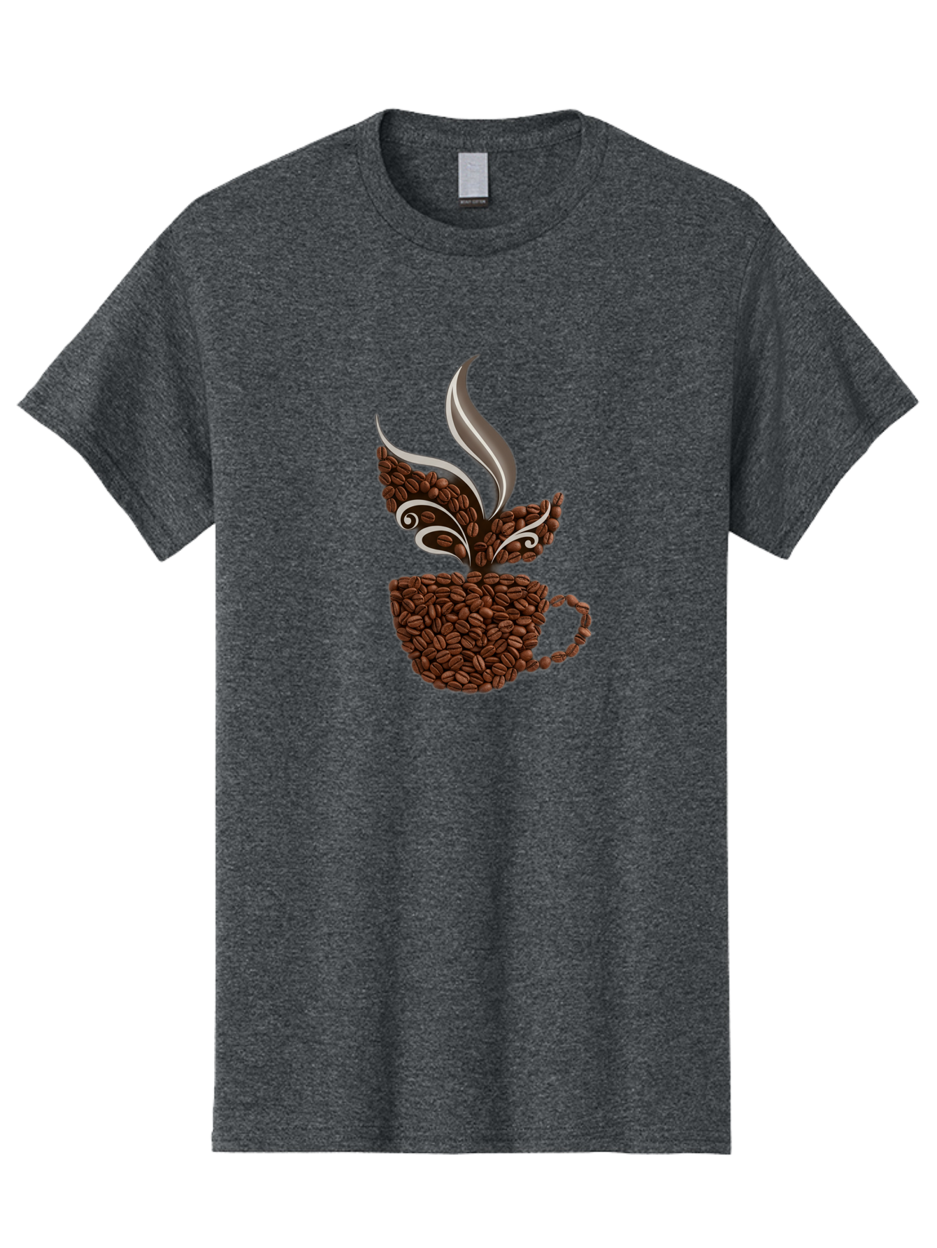 Coffee-Beans-Cup Men'S Graphic Tee, 100% Cotton, Comfortable Casual Summer Wear, Machine Washable, Coffee Beans, Coffee Cup, Brewing Coffee, Warm Beverage, Morning Pick-Me-Up, Coffee Break, Coffee Lover, Coffee Art, Steaming Hot Baa338