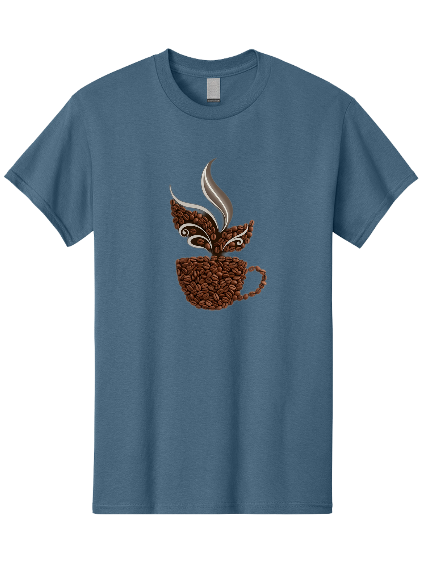Coffee-Beans-Cup Men'S Graphic Tee, 100% Cotton, Comfortable Casual Summer Wear, Machine Washable, Coffee Beans, Coffee Cup, Brewing Coffee, Warm Beverage, Morning Pick-Me-Up, Coffee Break, Coffee Lover, Coffee Art, Steaming Hot Baa338