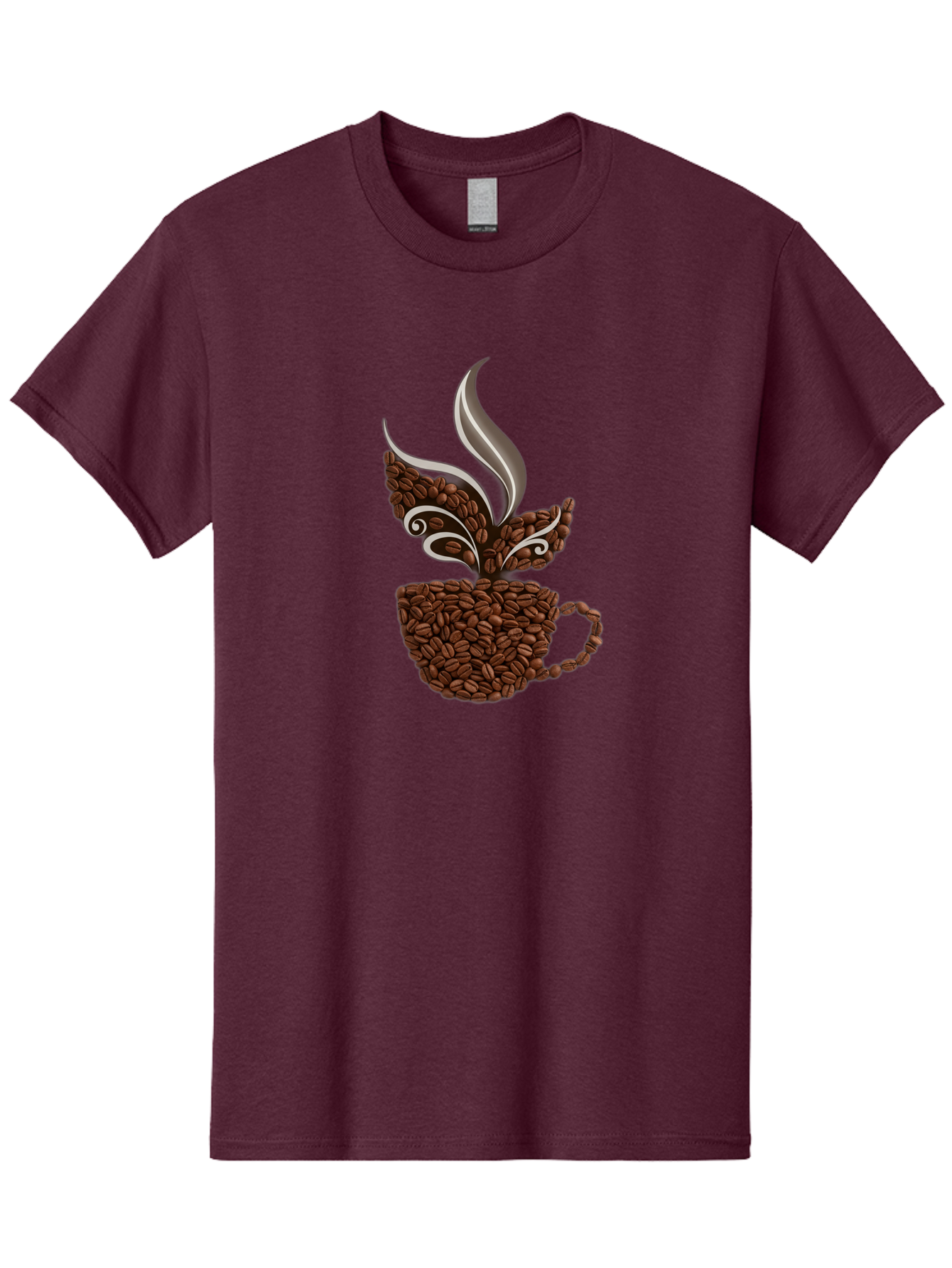 Coffee-Beans-Cup Men'S Graphic Tee, 100% Cotton, Comfortable Casual Summer Wear, Machine Washable, Coffee Beans, Coffee Cup, Brewing Coffee, Warm Beverage, Morning Pick-Me-Up, Coffee Break, Coffee Lover, Coffee Art, Steaming Hot Baa338